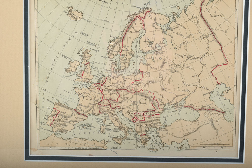 Antique 1867 Original Map of Europe