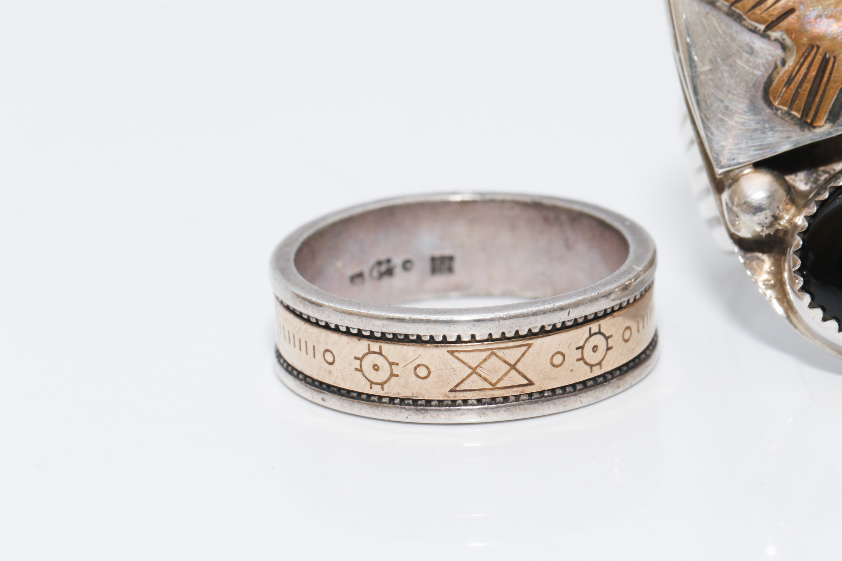 Pair of Men's Sterling Silver Rings Inc. Navajo Tommy Moore