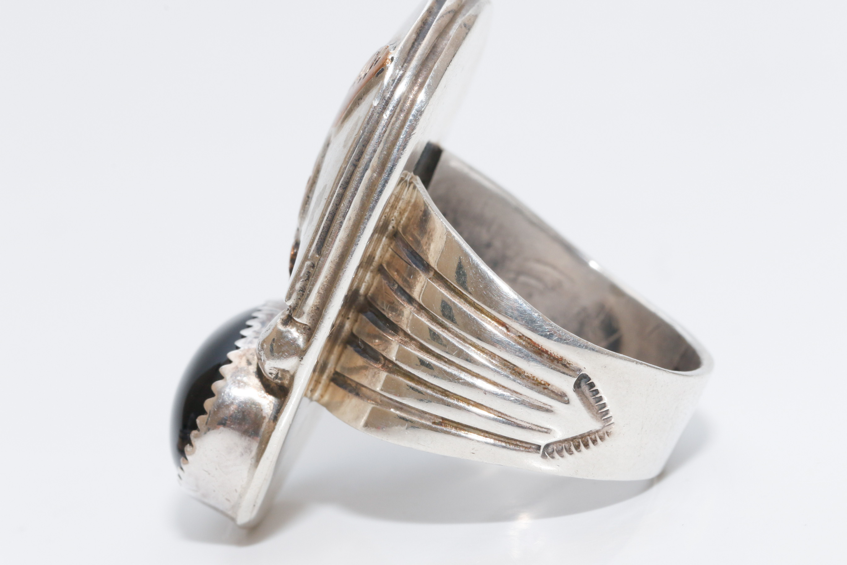 Pair of Men's Sterling Silver Rings Inc. Navajo Tommy Moore