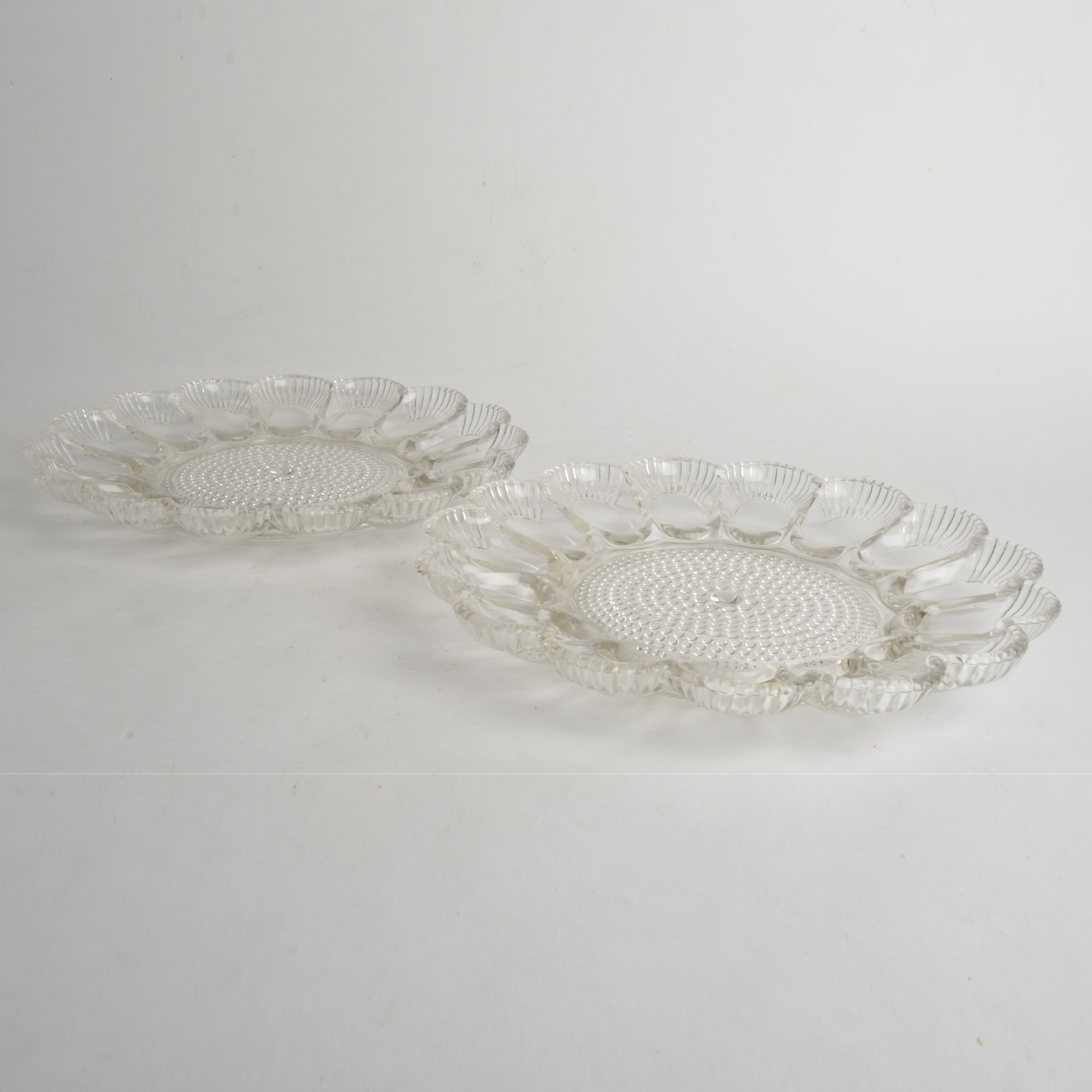 Group of Vintage Colorless Molded Candlesticks and Tableware