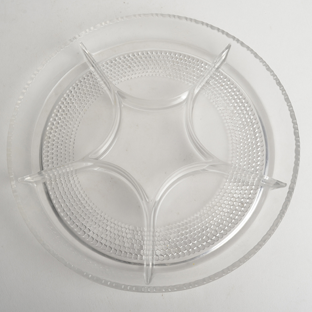 Group of Vintage Colorless Molded Candlesticks and Tableware