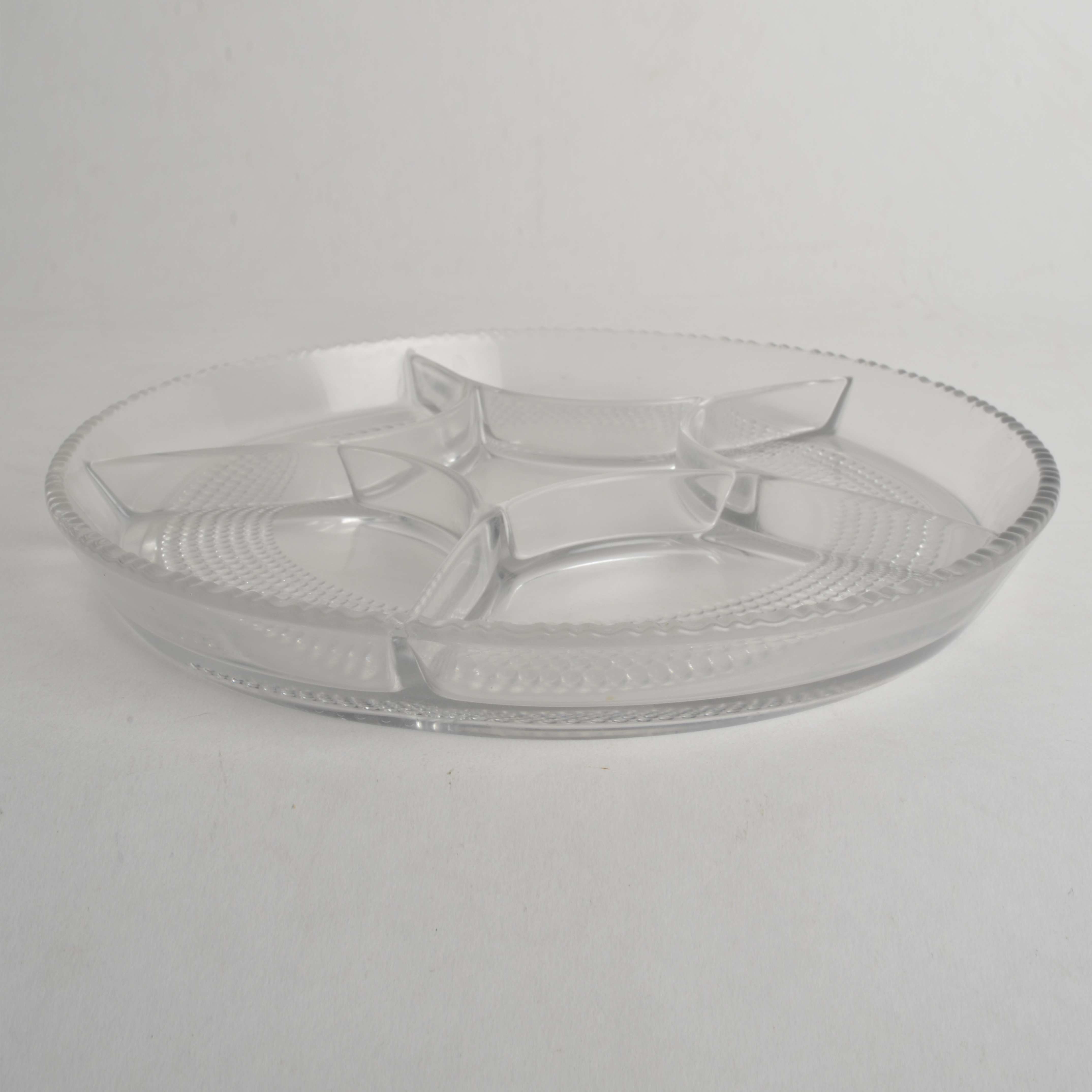 Group of Vintage Colorless Molded Candlesticks and Tableware