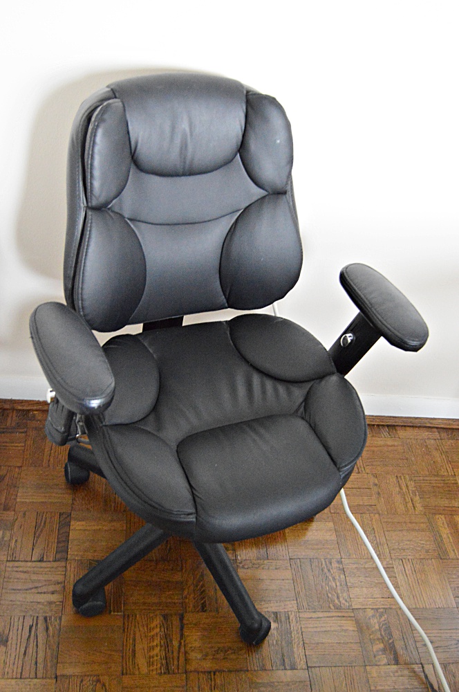 Modern White Laminate Desk and Black Office Chair