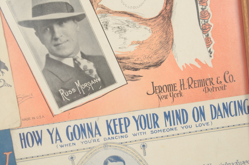 Signed Rudy Vallée and Other Framed Sheet Music