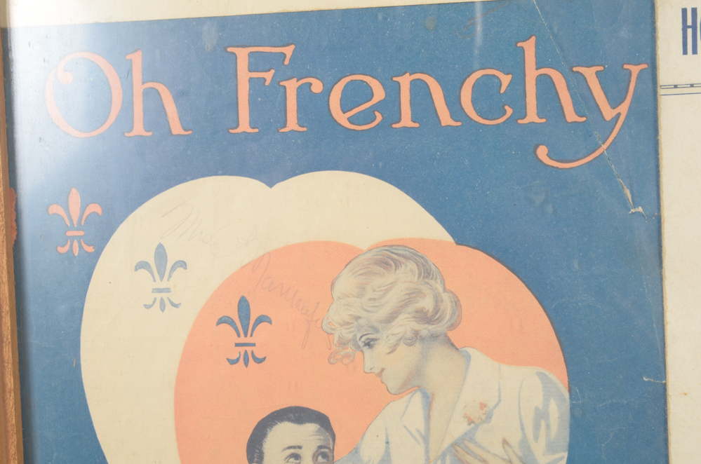 Signed Rudy Vallée and Other Framed Sheet Music