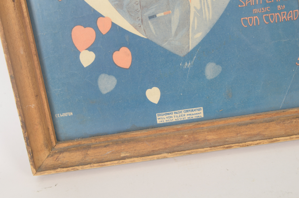 Signed Rudy Vallée and Other Framed Sheet Music