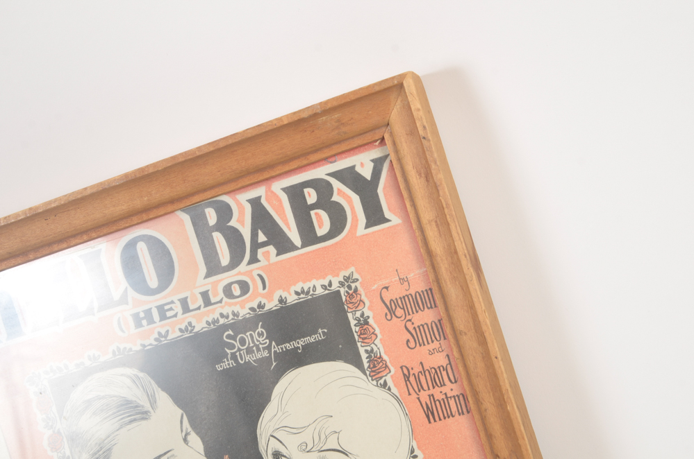 Signed Rudy Vallée and Other Framed Sheet Music