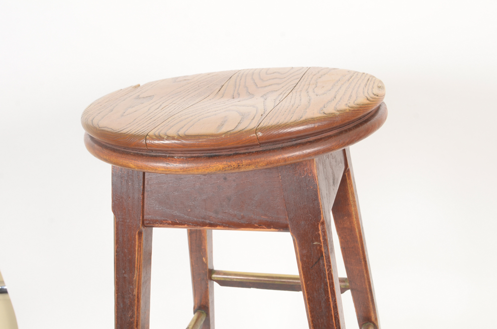 Set of Five Oak Bar Stools