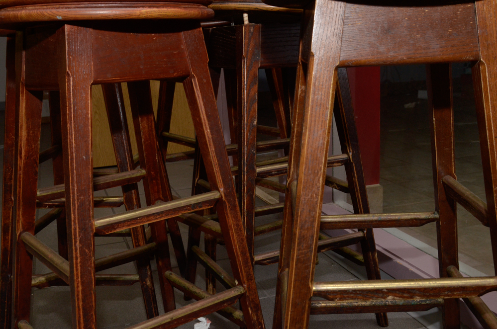 Set of Five Oak Bar Stools