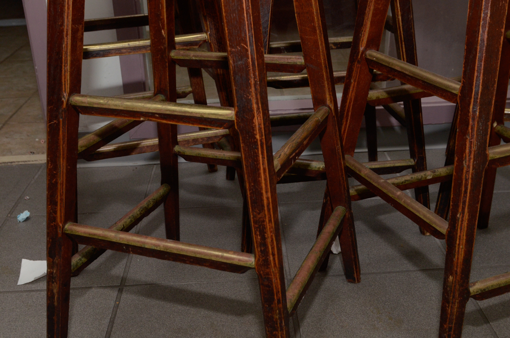 Set of Five Oak Bar Stools