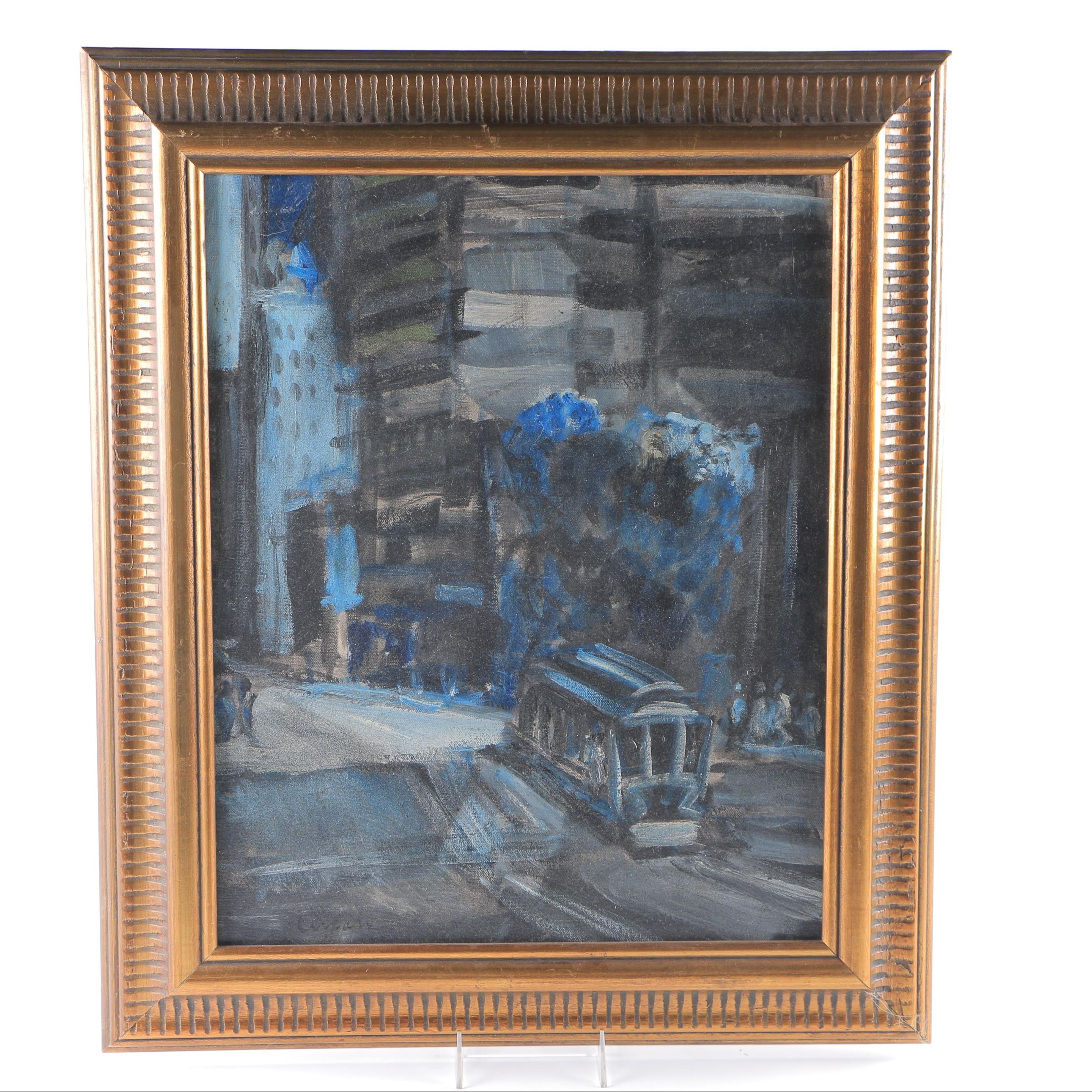 Pascal Cucaro Oil Painting of Cable Cars in San Francisco