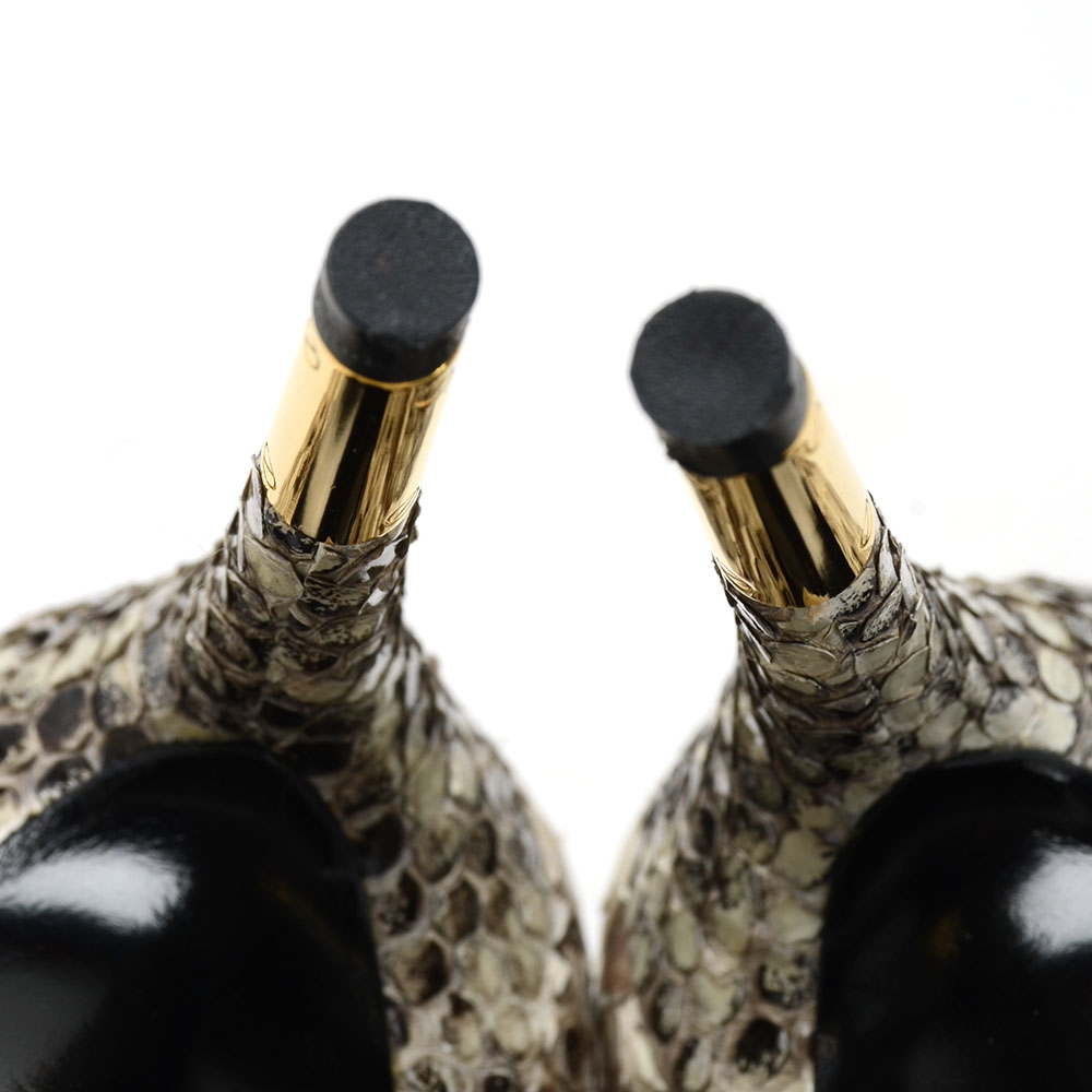 Tom Ford Black and White Python Dress Pumps with Ankle Locks