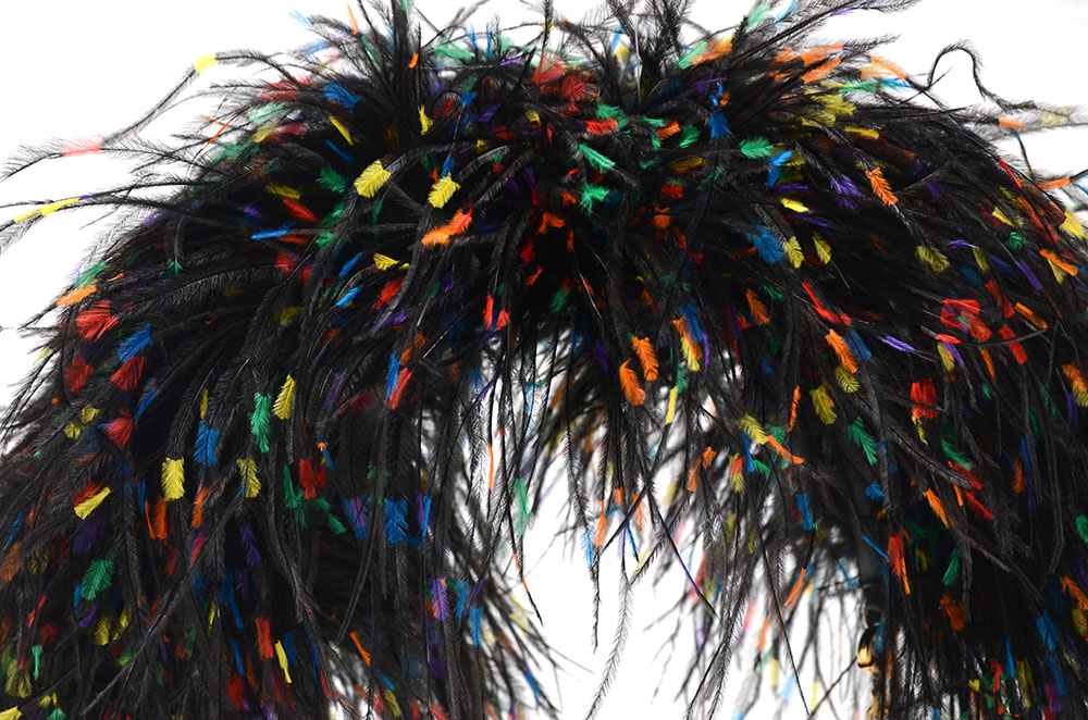 Christain Louboutin of Paris Artemis Black Calf Leather Shoulderbag with Ostrich Feathers, New with Tag