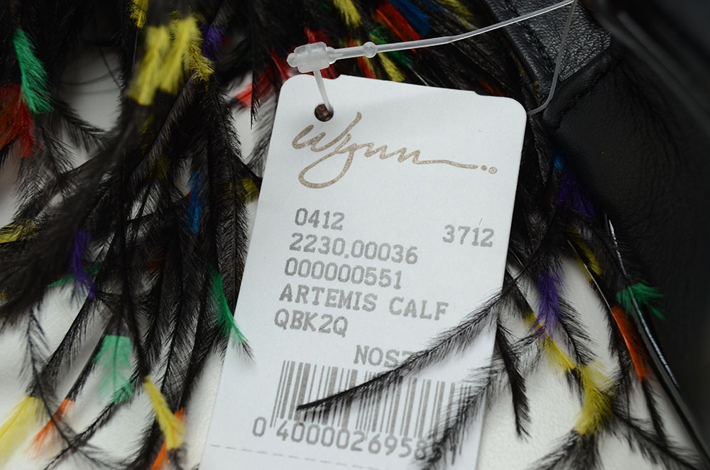 Christain Louboutin of Paris Artemis Black Calf Leather Shoulderbag with Ostrich Feathers, New with Tag