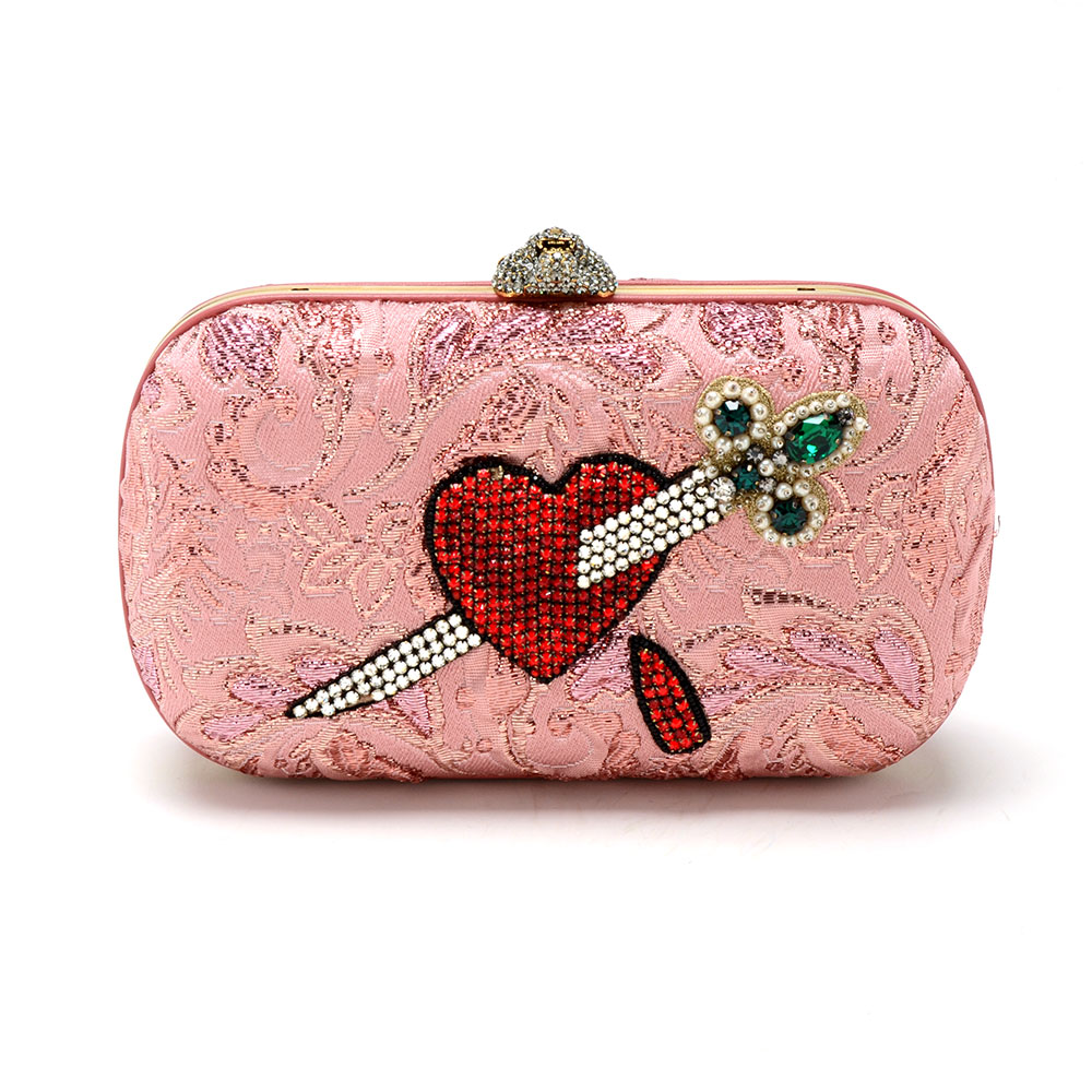 Gucci Broadway Rose Lurex Brocade Embroidered Clutch