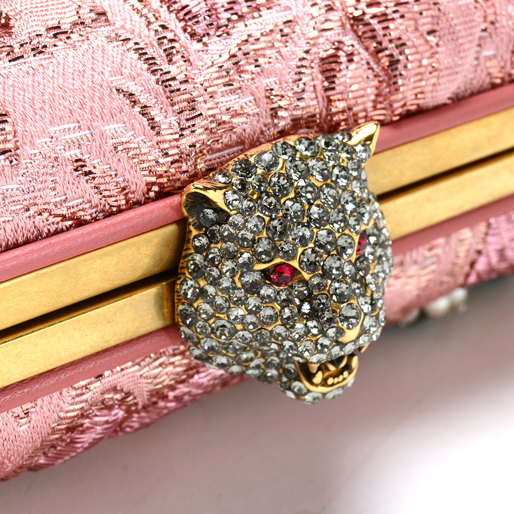 Gucci Broadway Rose Lurex Brocade Embroidered Clutch