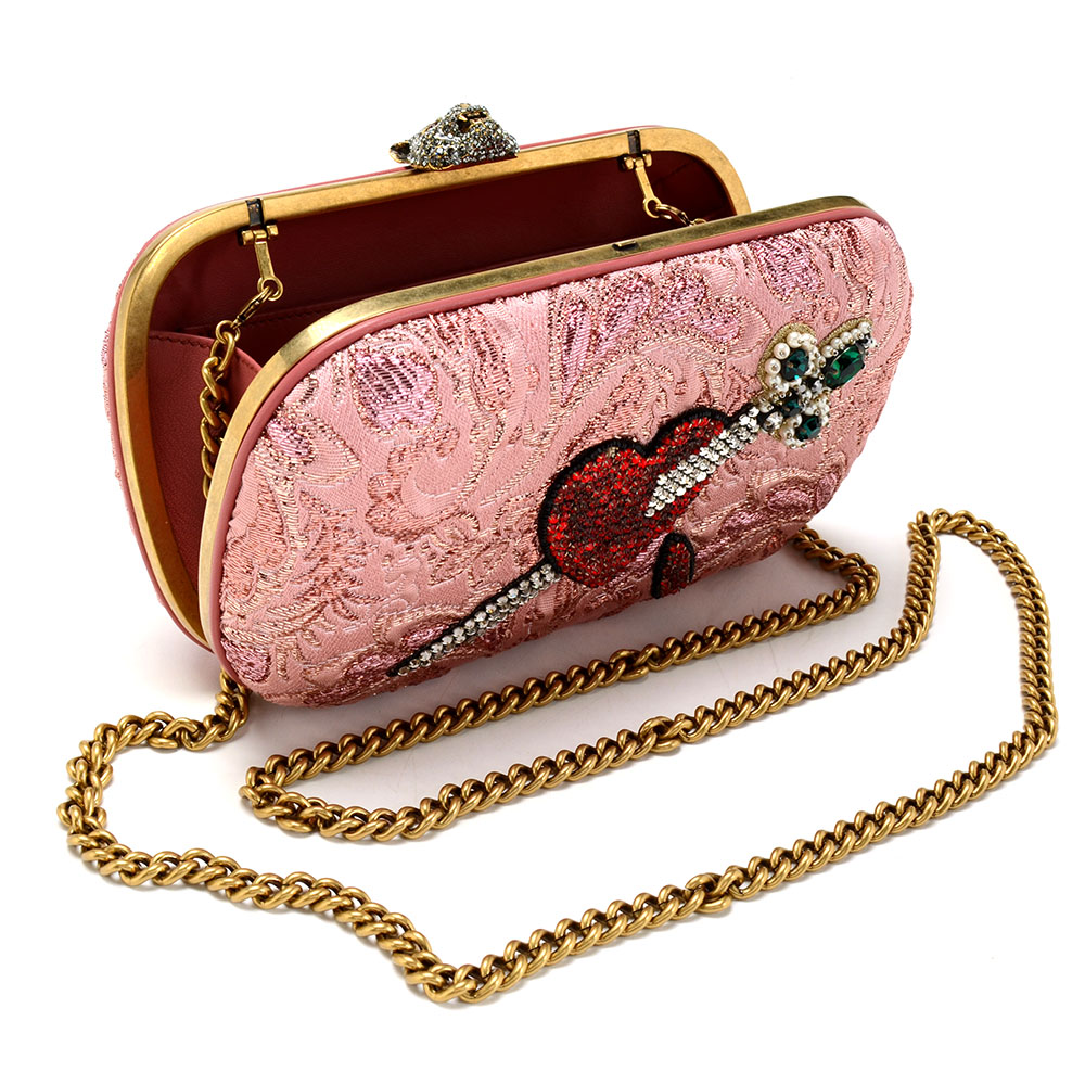 Gucci Broadway Rose Lurex Brocade Embroidered Clutch