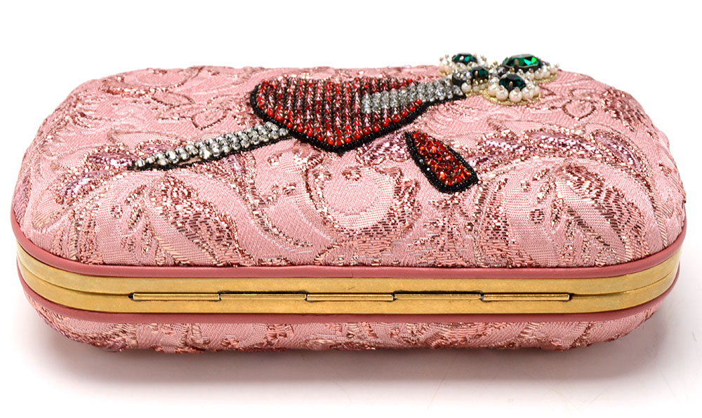Gucci Broadway Rose Lurex Brocade Embroidered Clutch