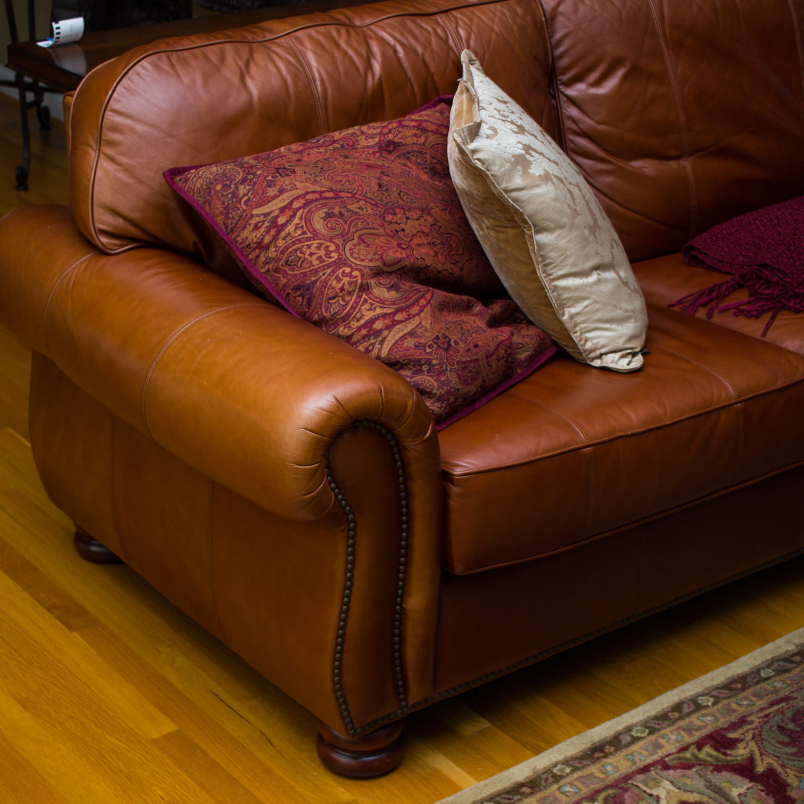 Thomasville "Benjamin" Brown Leather Sectional Sofa