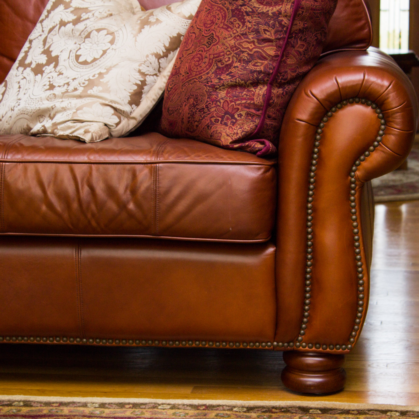 Thomasville "Benjamin" Brown Leather Sectional Sofa