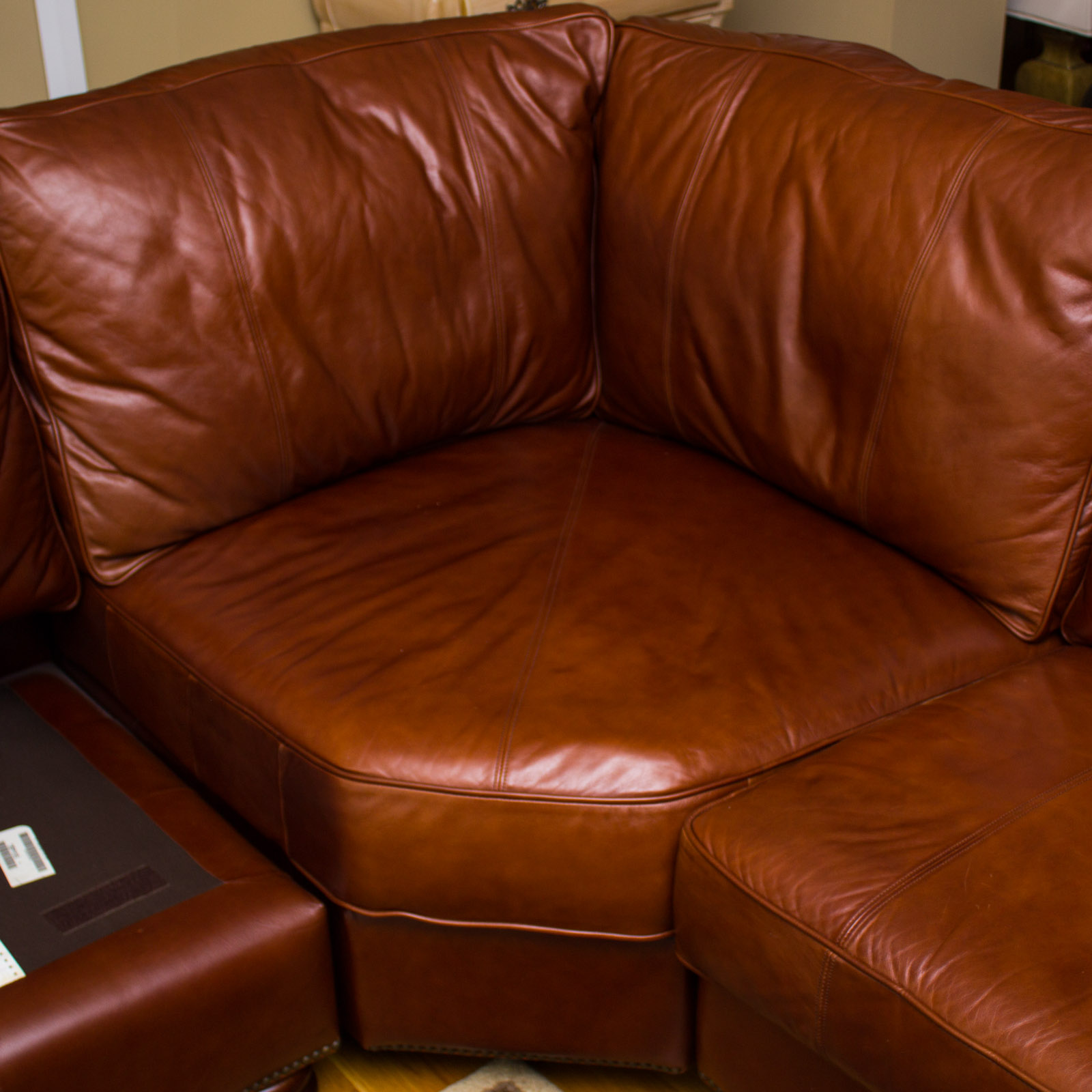Thomasville "Benjamin" Brown Leather Sectional Sofa