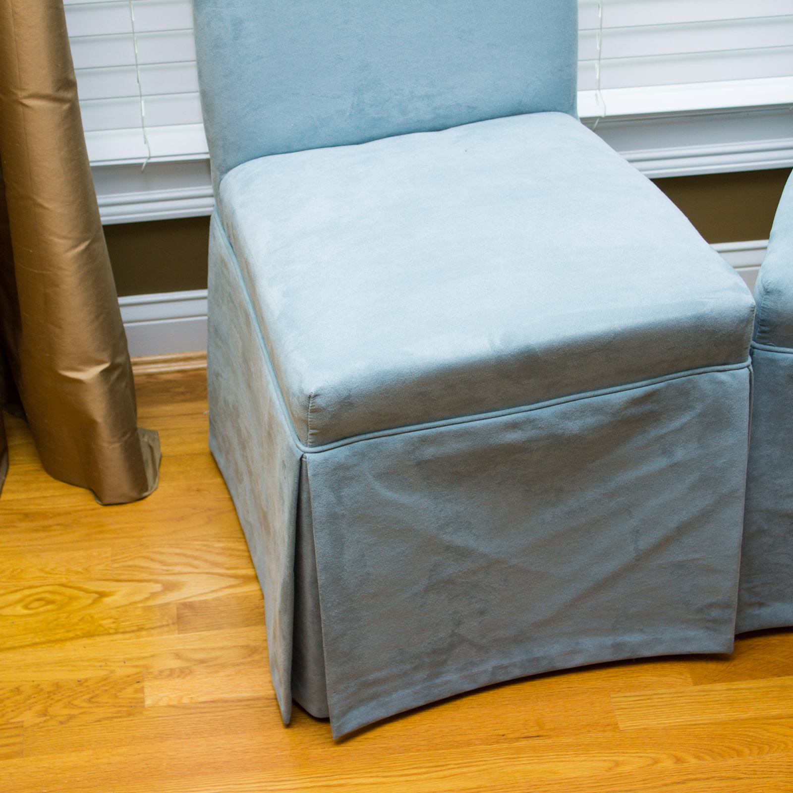 Pair of Pale Blue Microsuede Accent Chairs