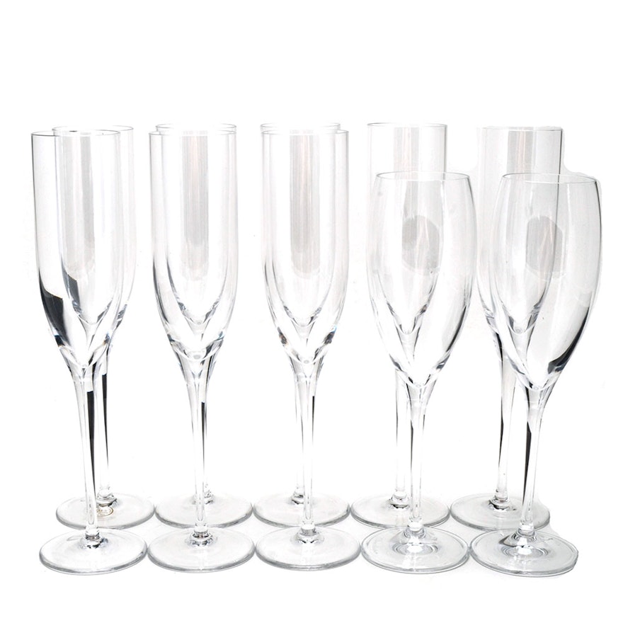 Collection of Crystal Champagne Flutes