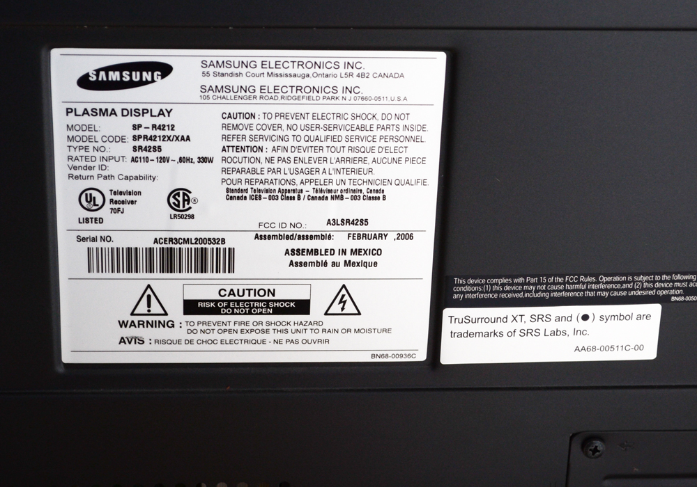 42" Samsung Plasma Television