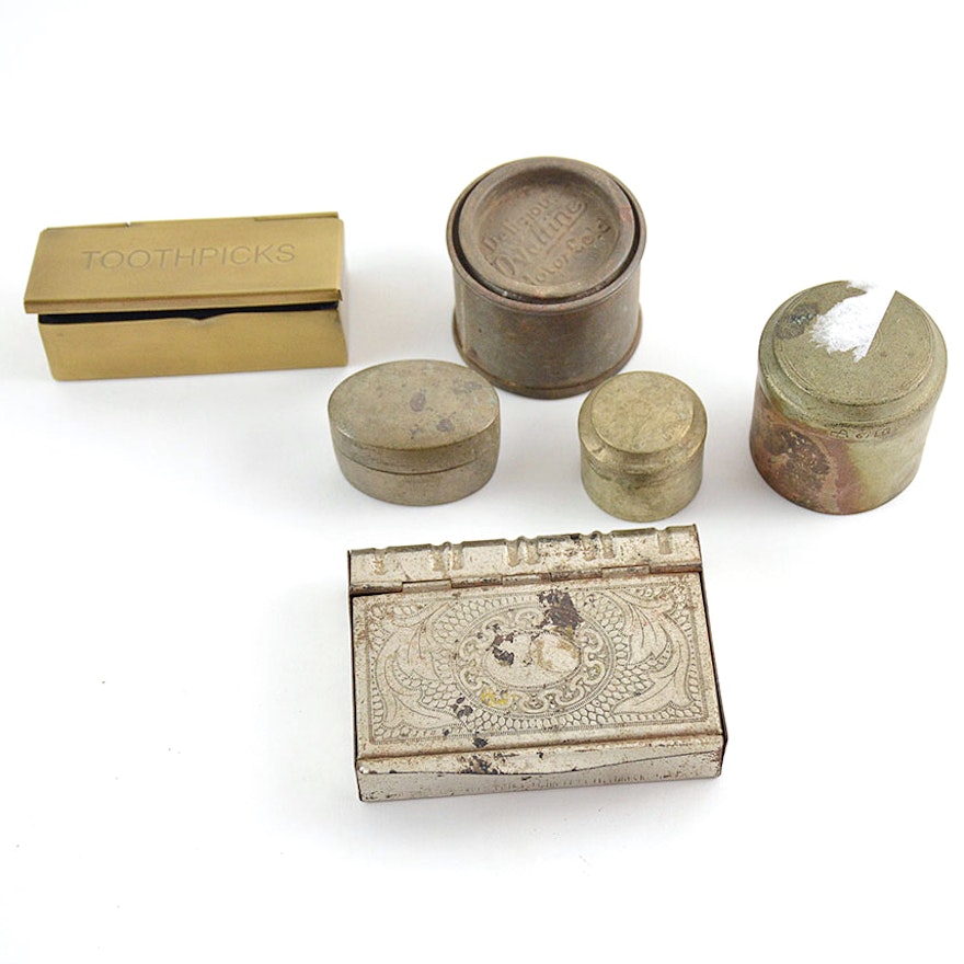 Small Vintage Metal Containers and Trinket Boxes