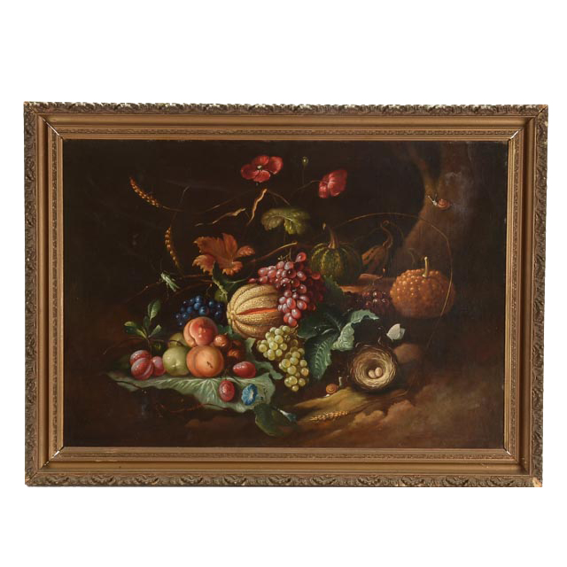 Antique Oil on Canvas Still Life