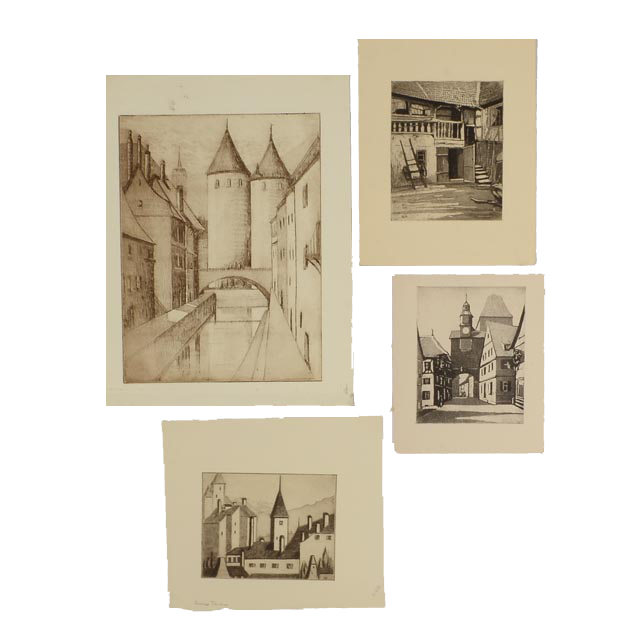 Four A. Graeme Mitchell Original Etchings