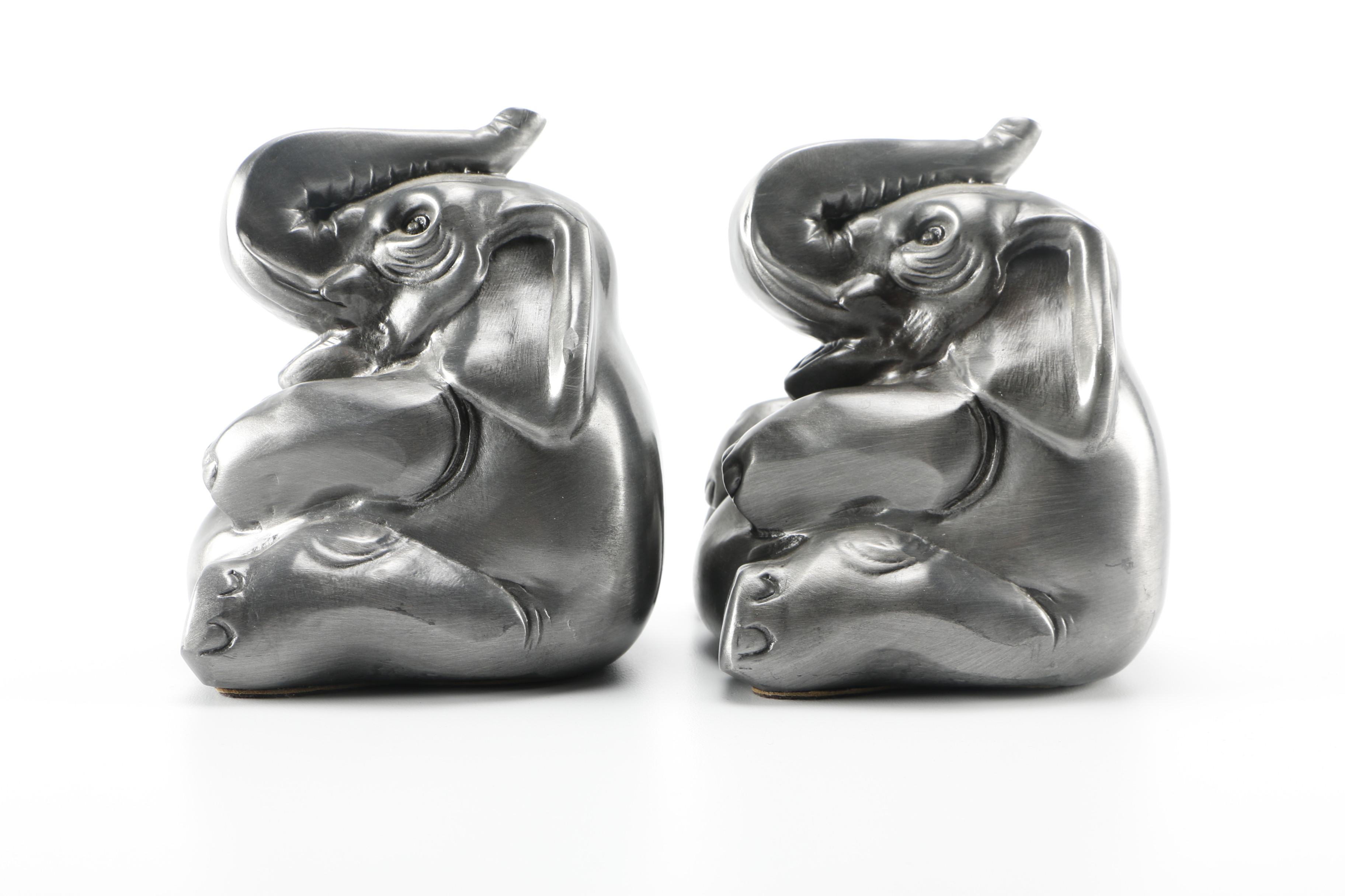 Pair of Metal Elephant Bookends