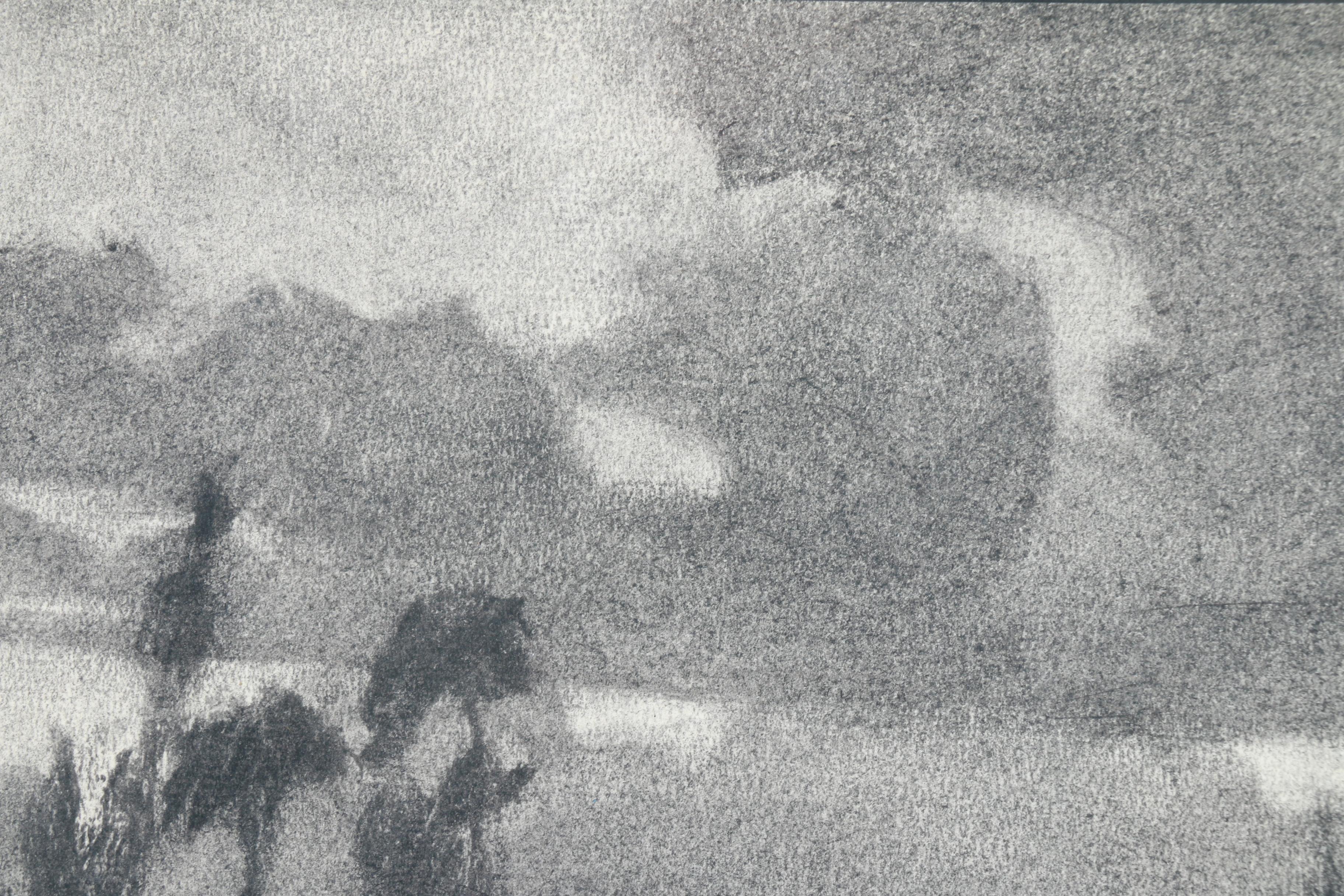 Original Charcoal Landscape "Palms in Fl" by Kenneth Gayoso How