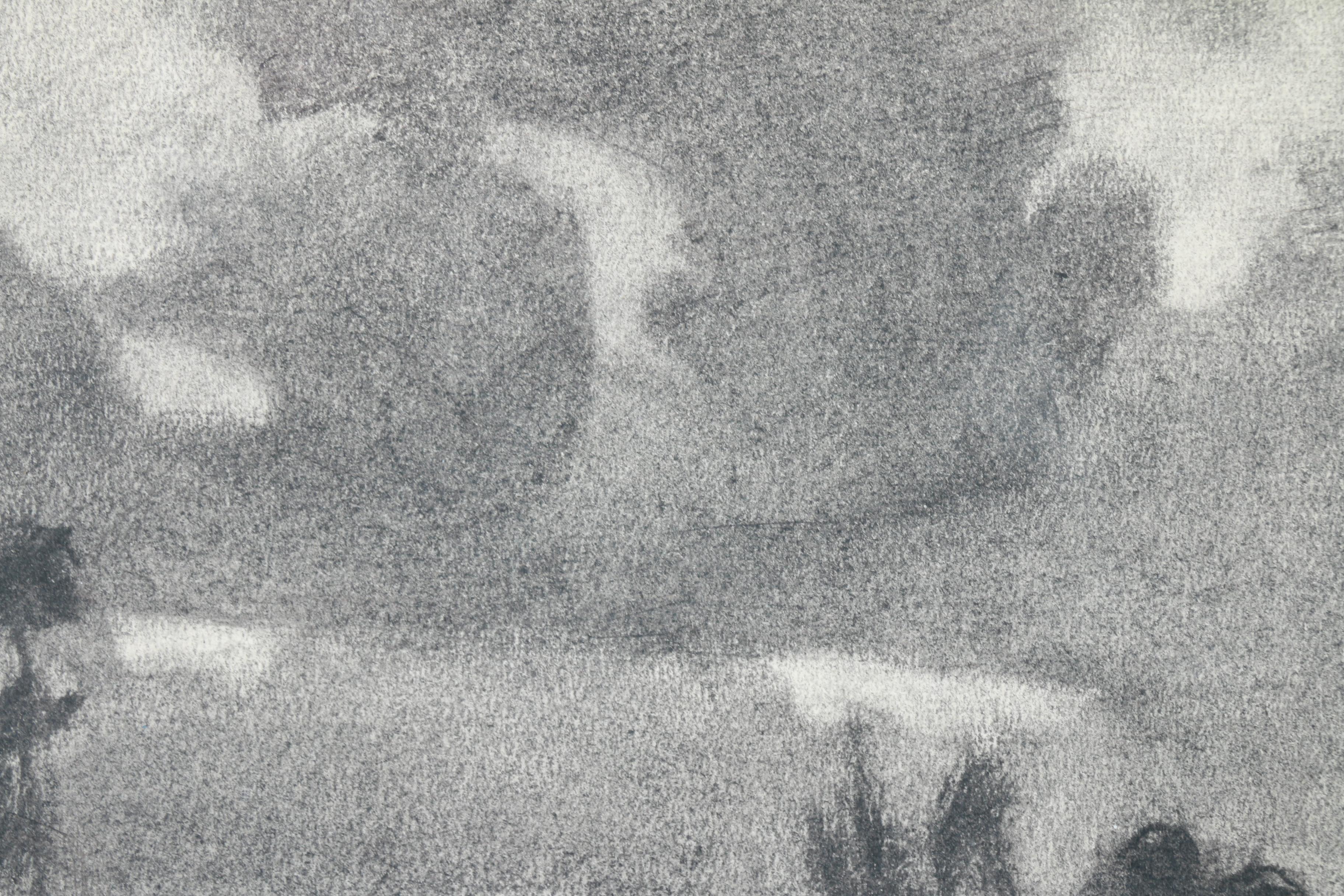 Original Charcoal Landscape "Palms in Fl" by Kenneth Gayoso How