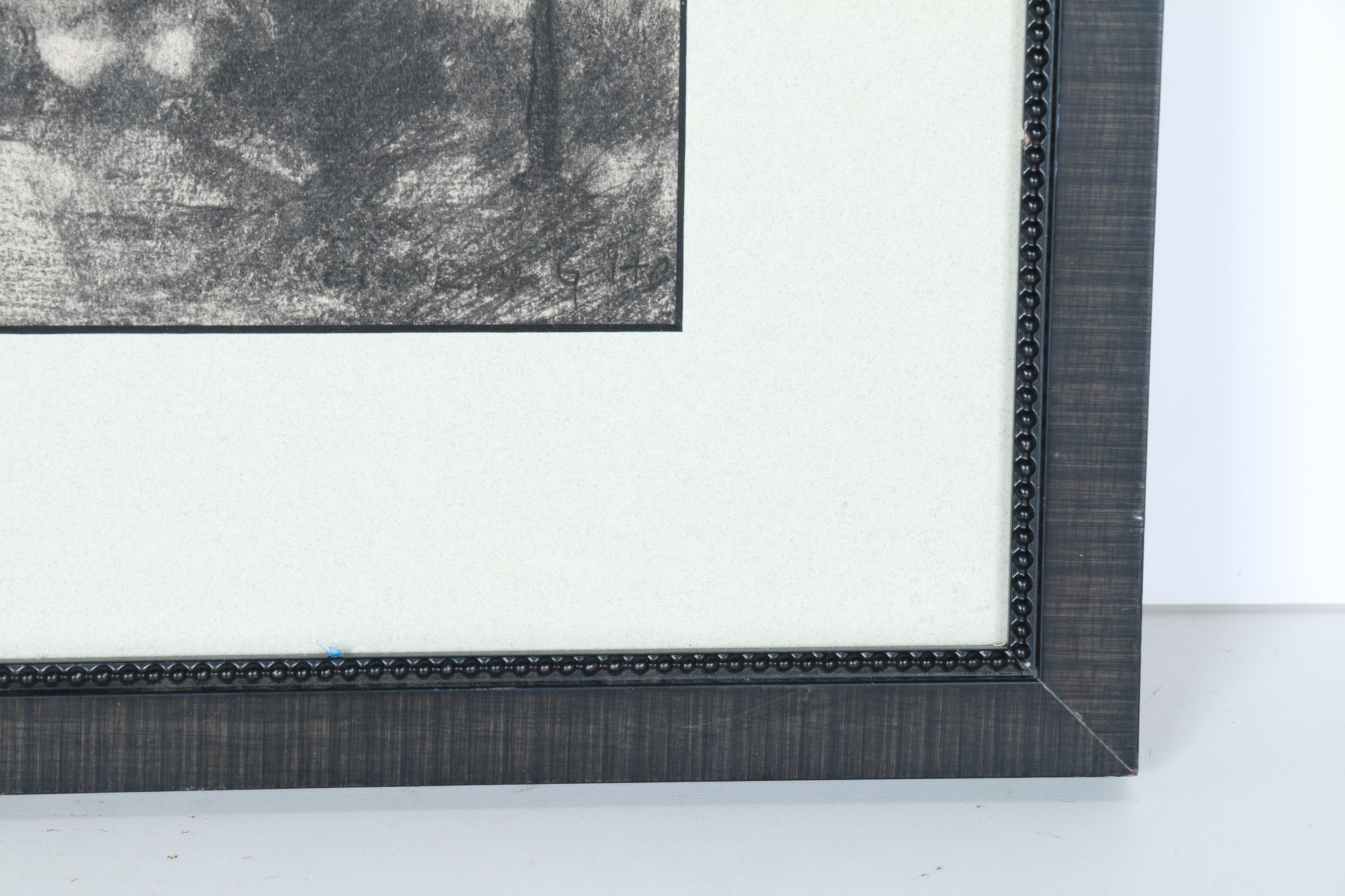 Original Charcoal Landscape "Palms in Fl" by Kenneth Gayoso How