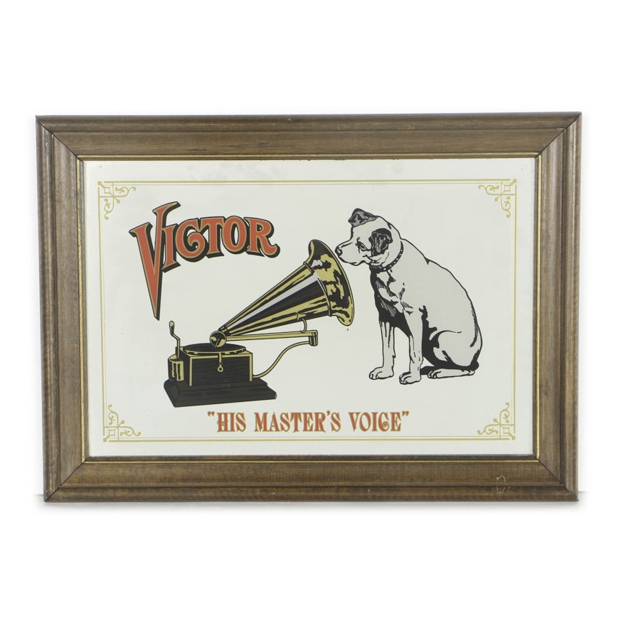 Framed Victor "His Master's Voice" Mirror