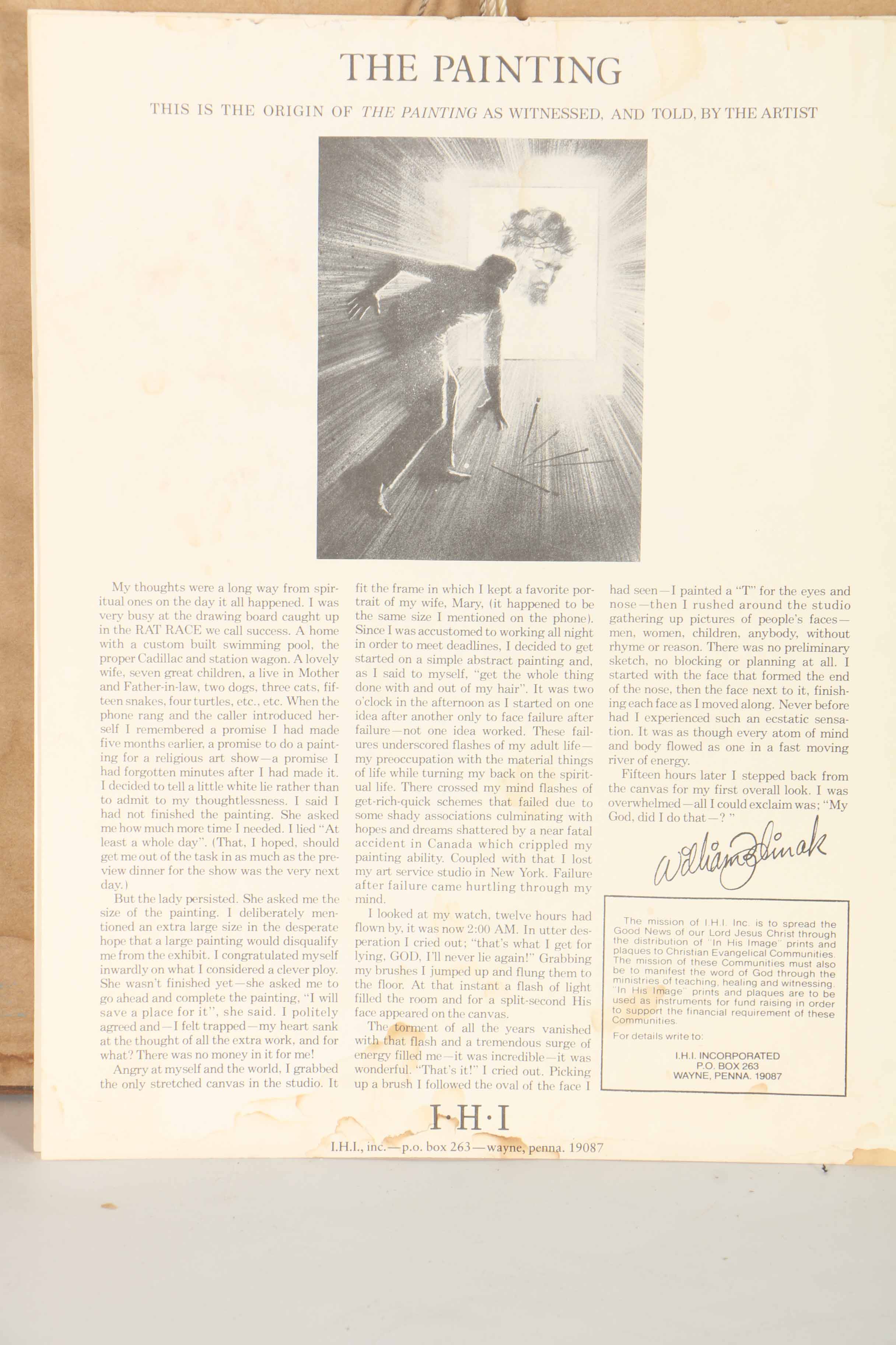 After William Zdinak Offset Lithograph "In His Image"