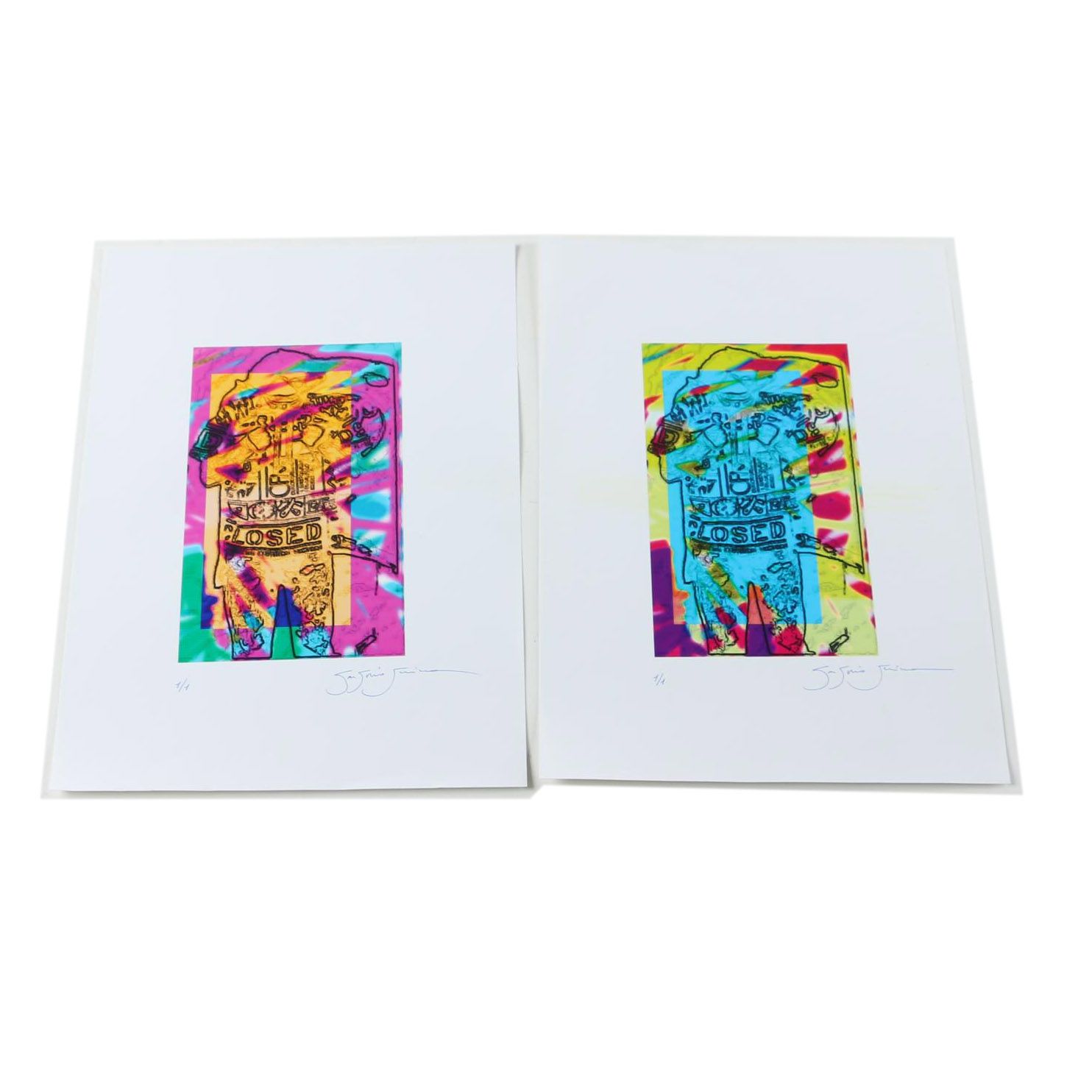 Pair of Vibrant Monoprints