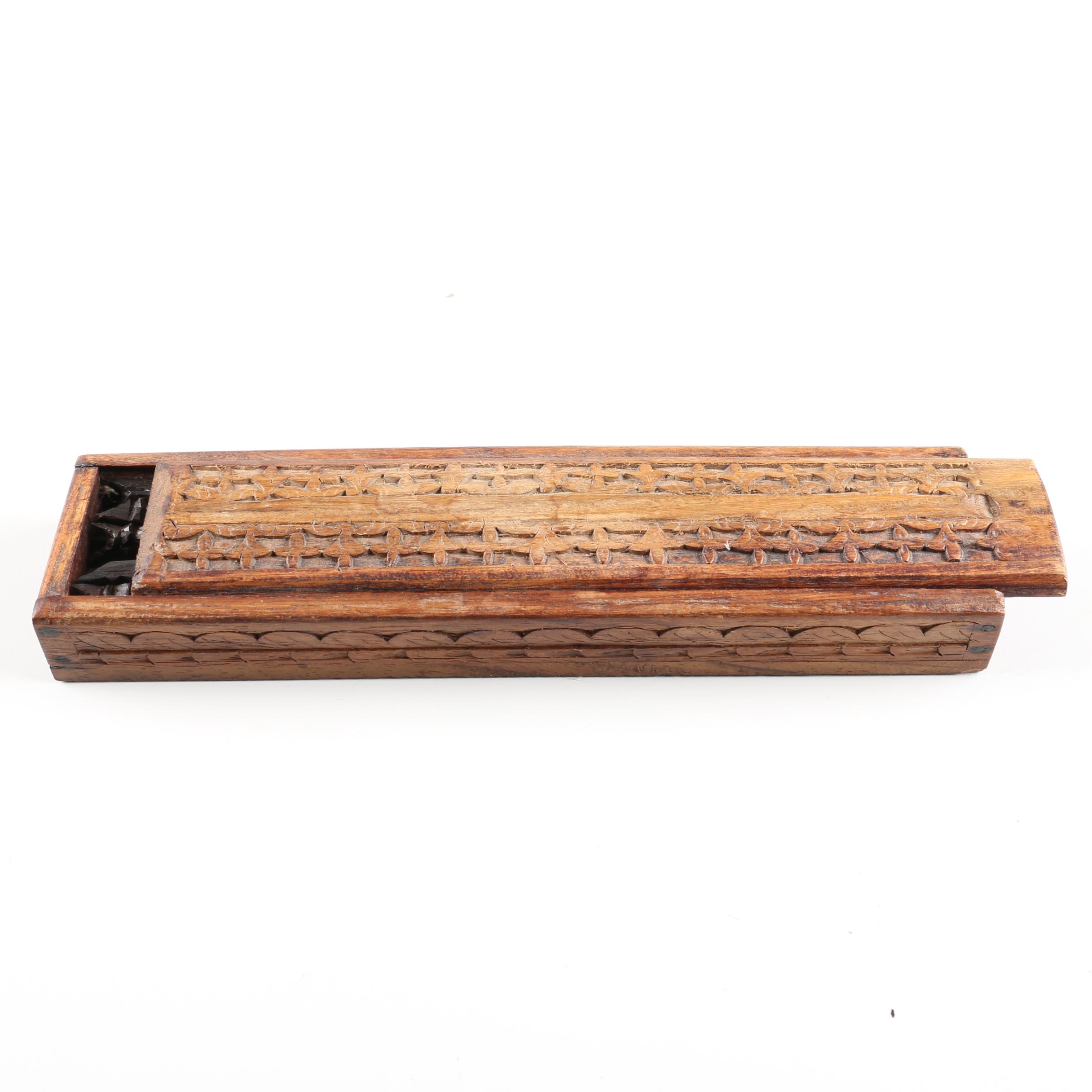 Hand Carved Chopsticks In Wooden Box