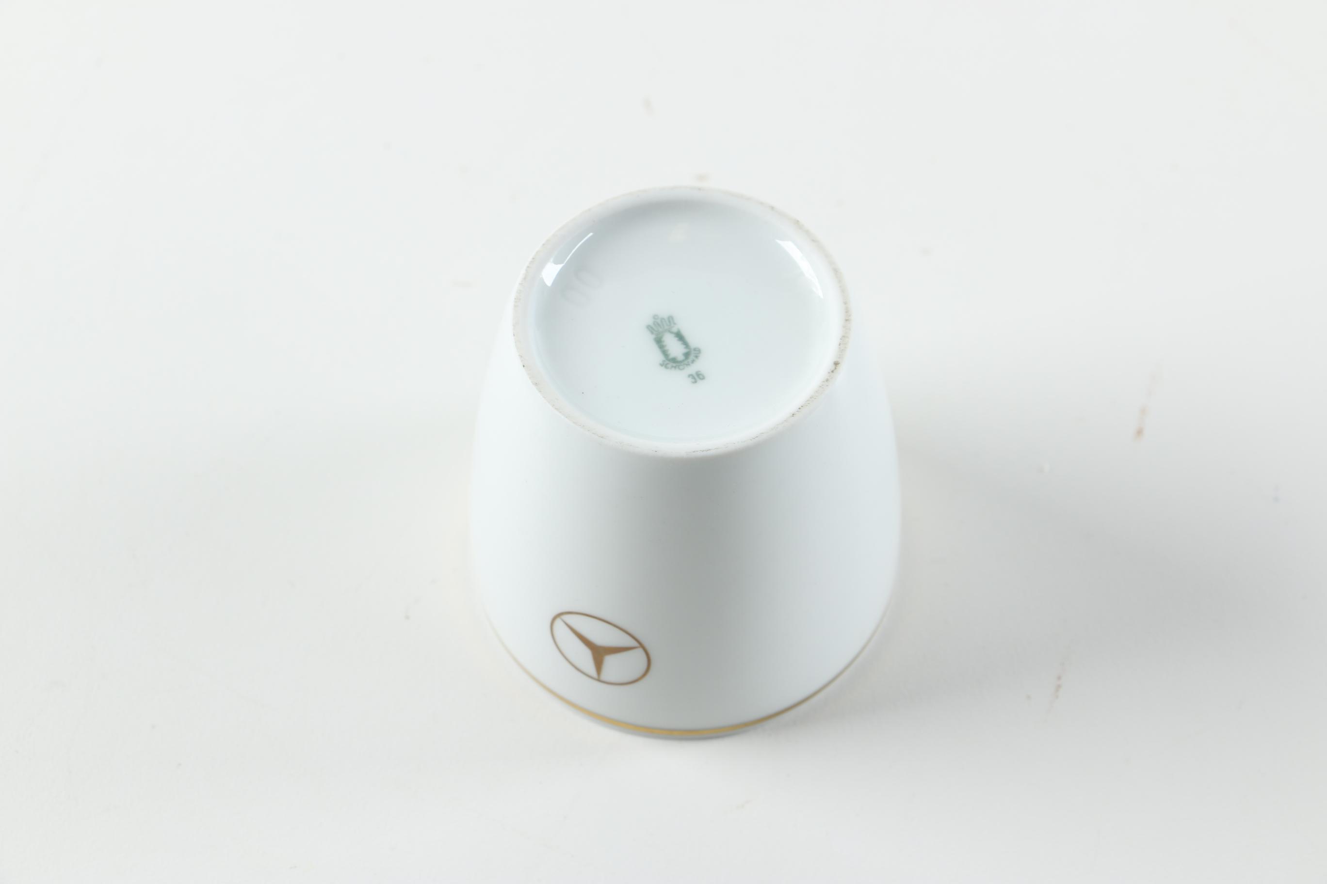 Late 1960s Mercedes-Benz VIP "Eleganz" Porcelain Coffee Set Featuring Schönwald and Wedgwood