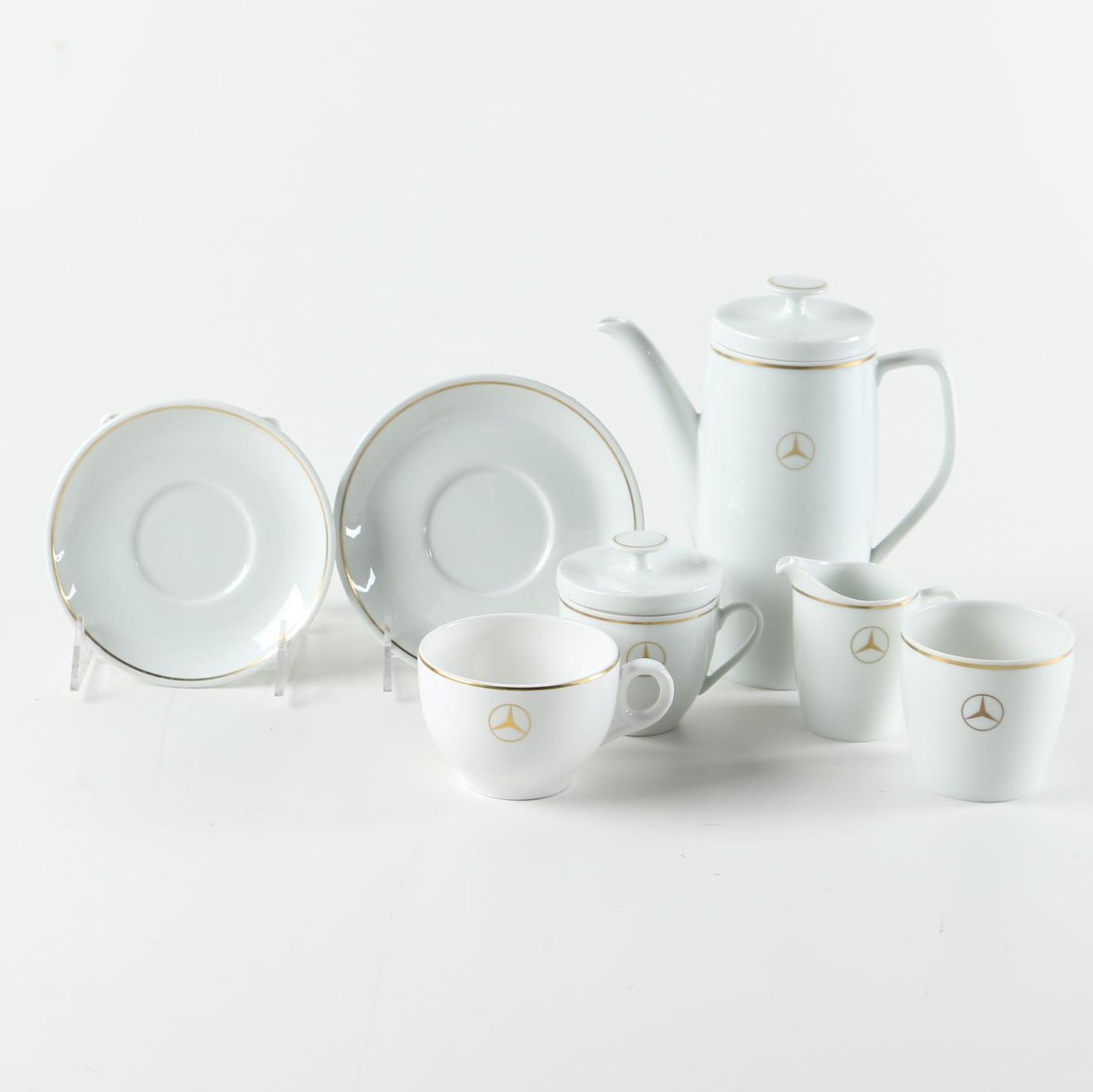 Late 1960s Mercedes-Benz VIP "Eleganz" Porcelain Coffee Set Featuring Schönwald and Wedgwood
