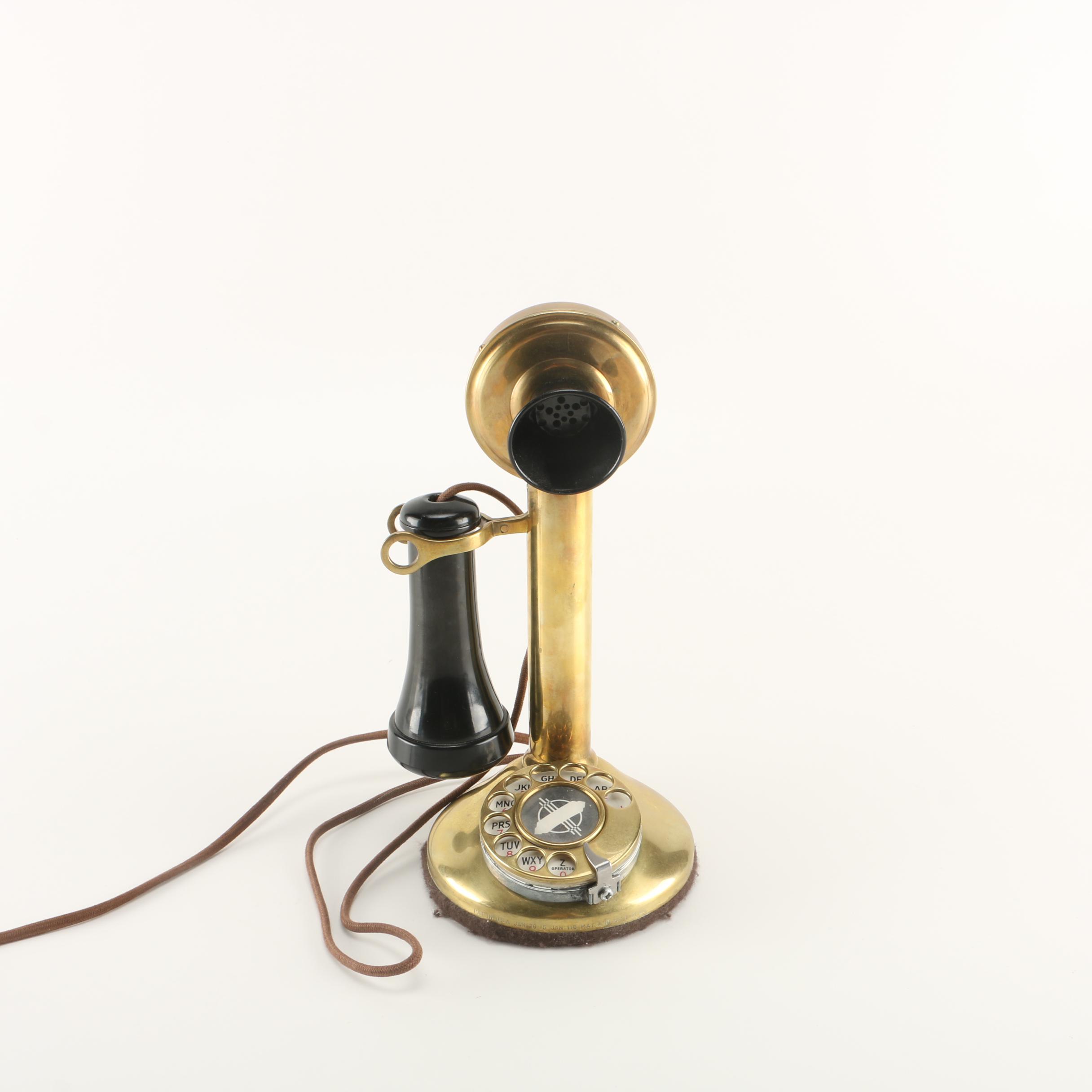 Vintage Brass Candlestick Telephone