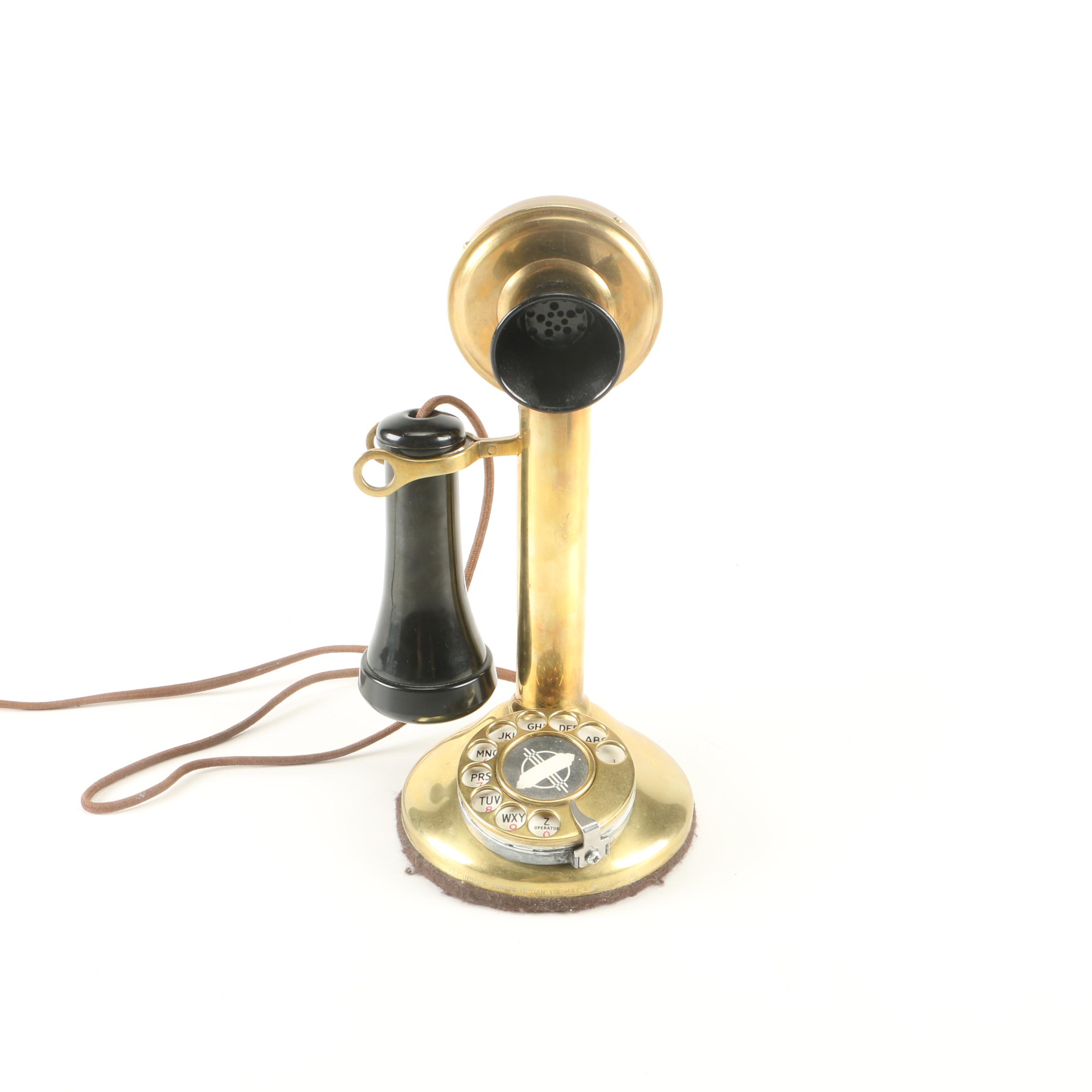 Vintage Brass Candlestick Telephone