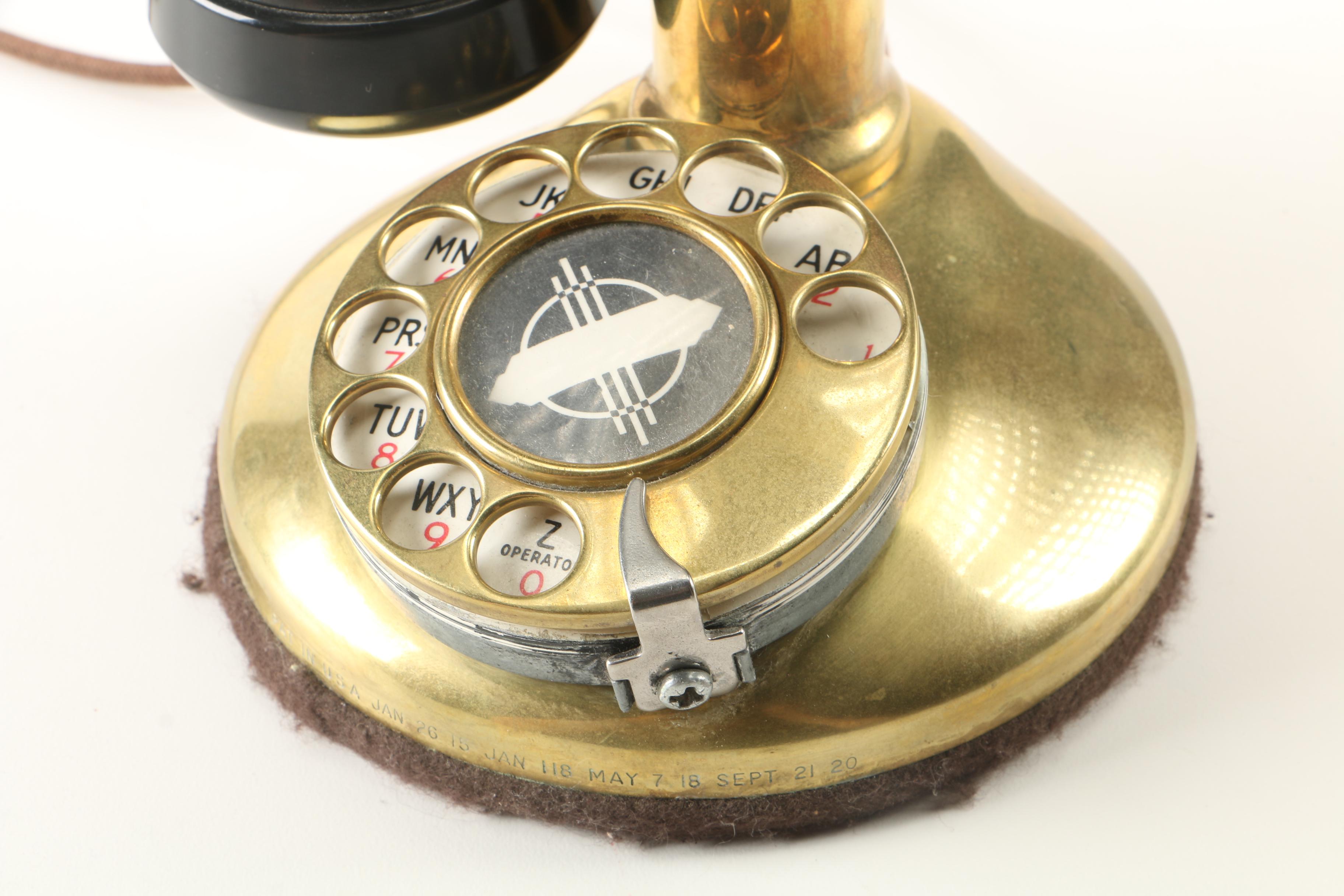 Vintage Brass Candlestick Telephone