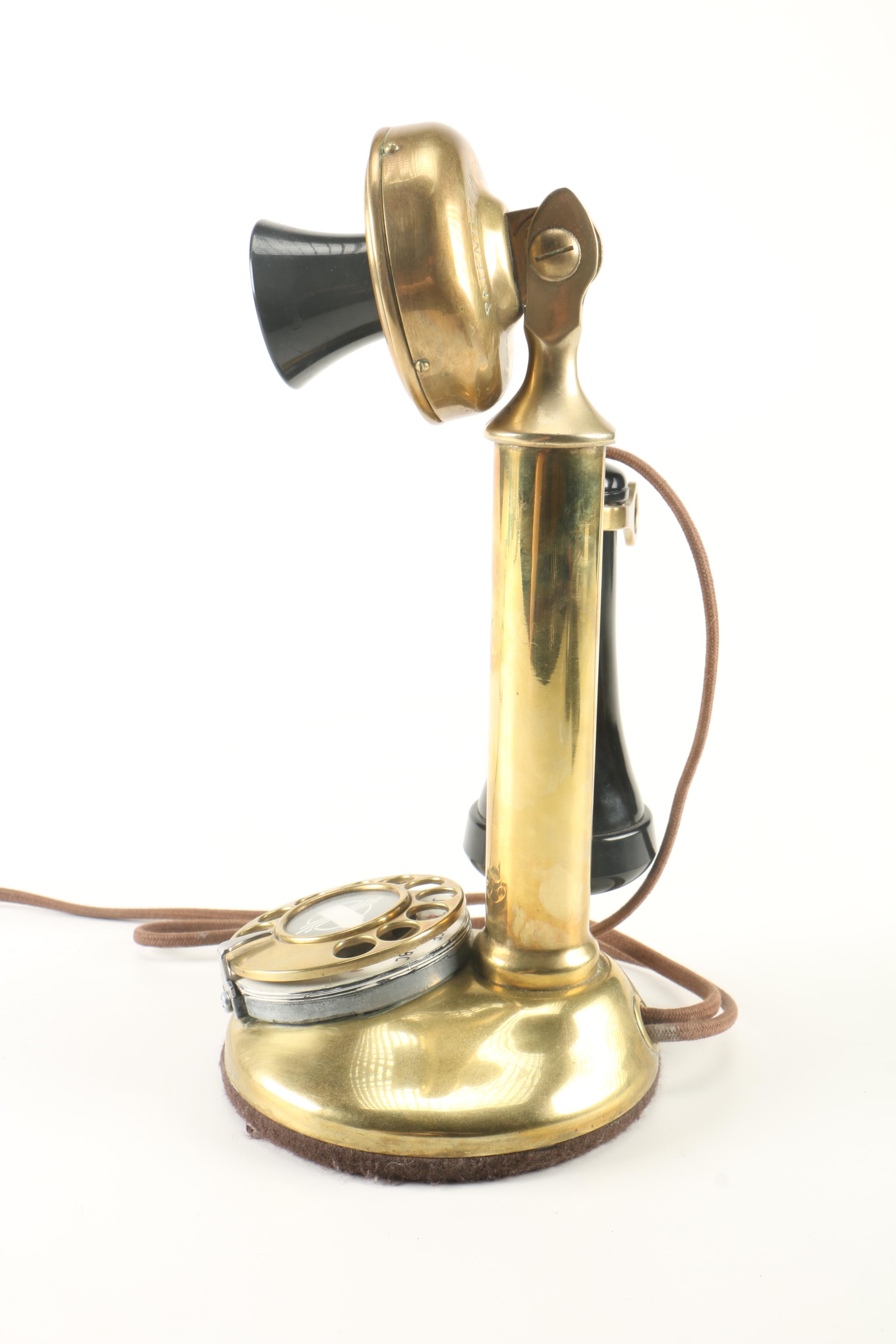 Vintage Brass Candlestick Telephone