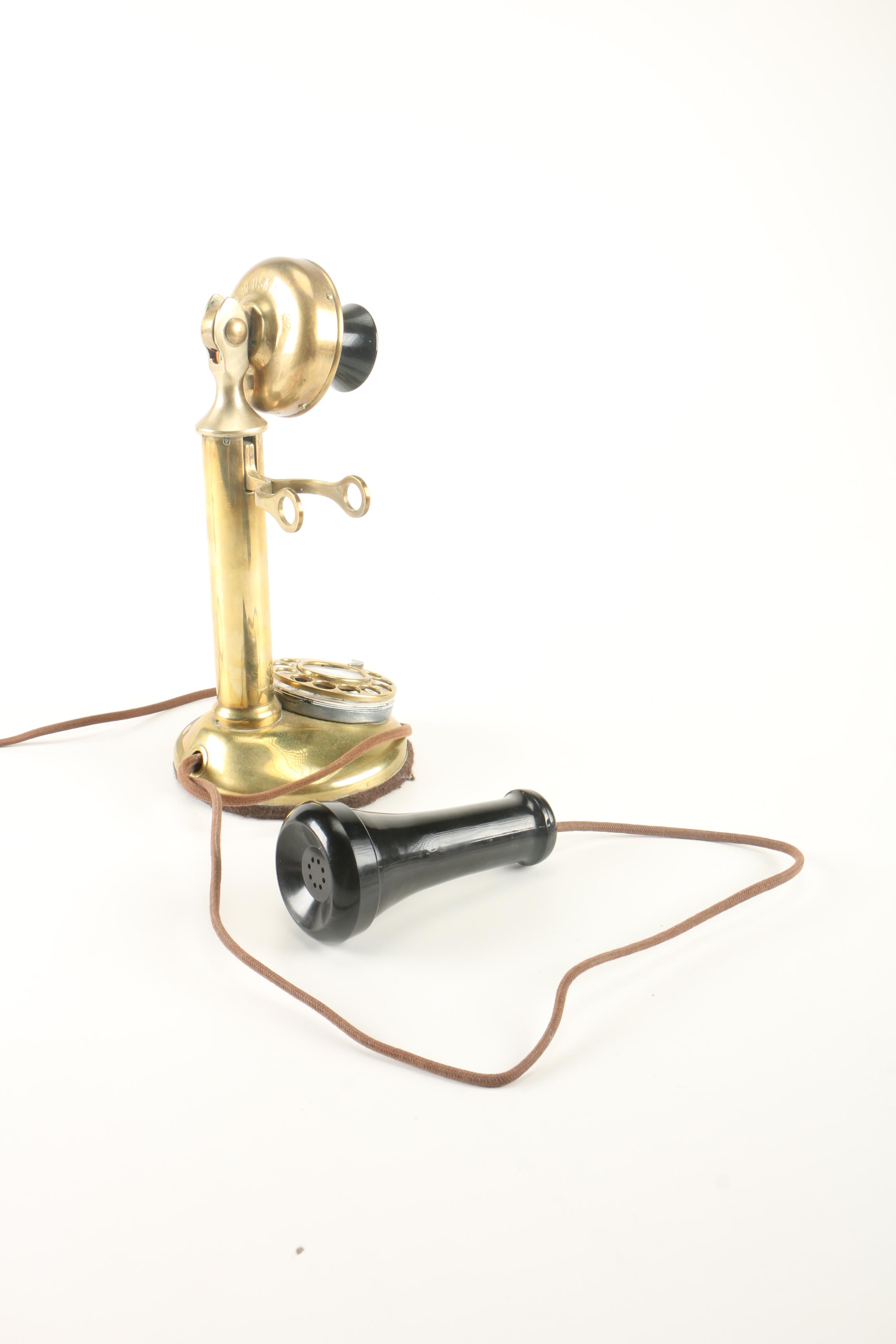 Vintage Brass Candlestick Telephone