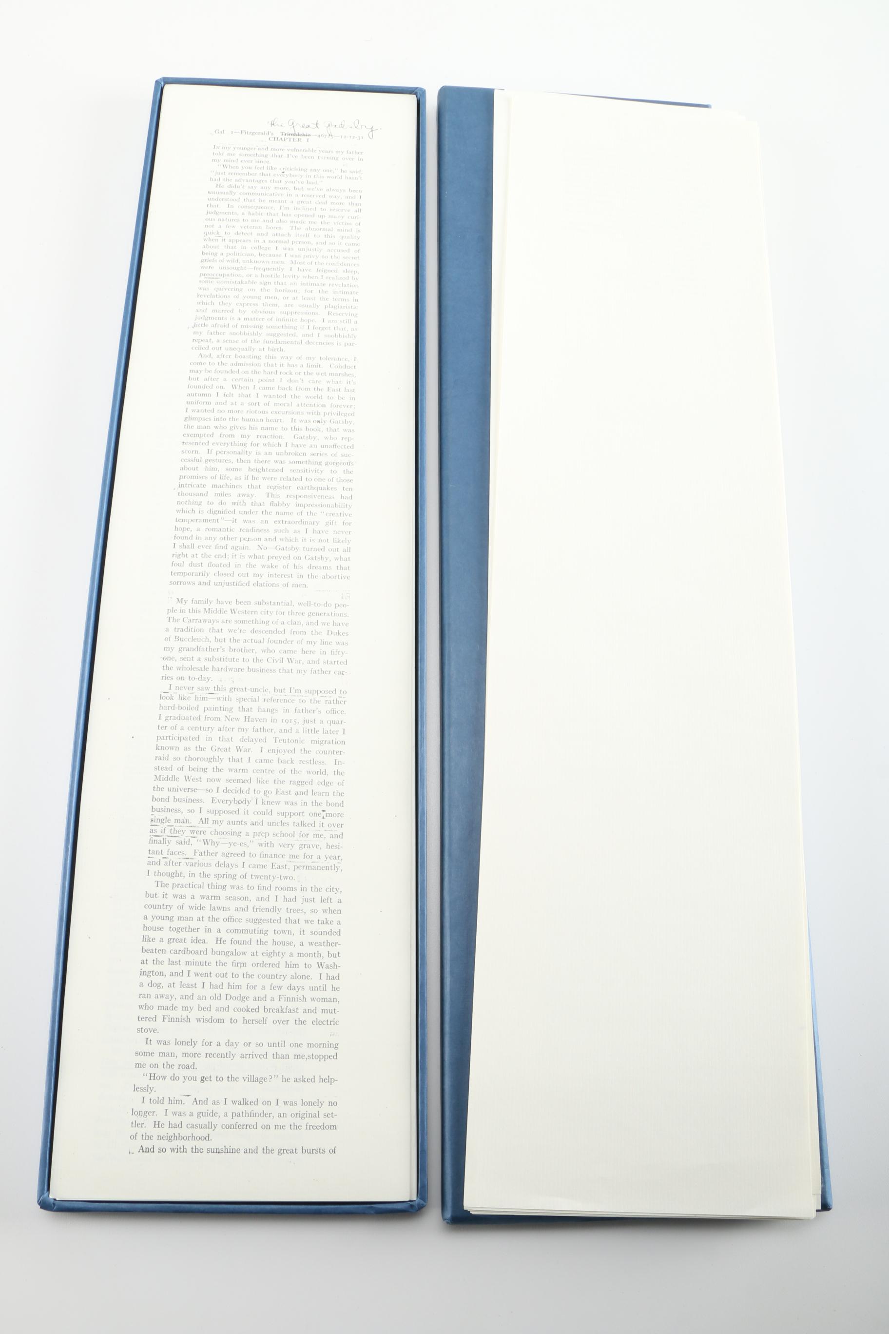 Limited Edition "Trimalchio" Facsimile Gallery Proofs of the Rough Draft of "The Great Gatsby"
