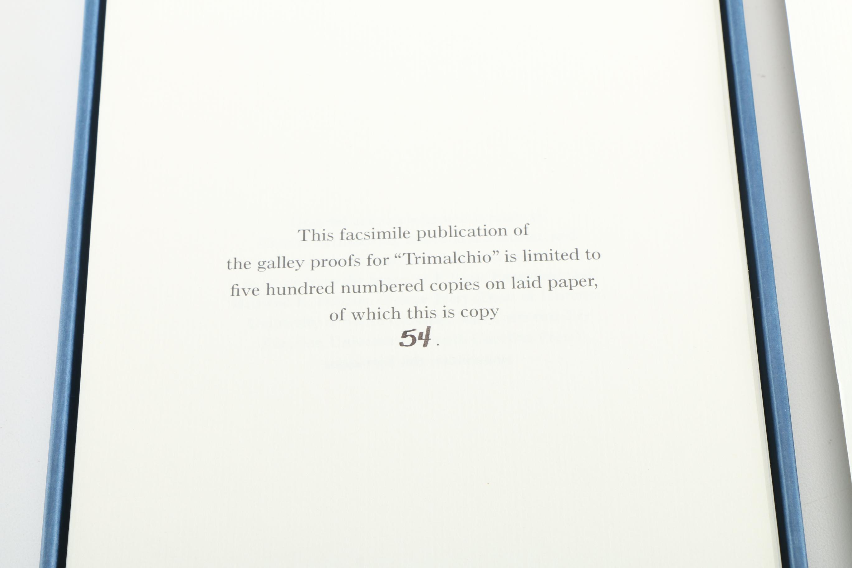 Limited Edition "Trimalchio" Facsimile Gallery Proofs of the Rough Draft of "The Great Gatsby"