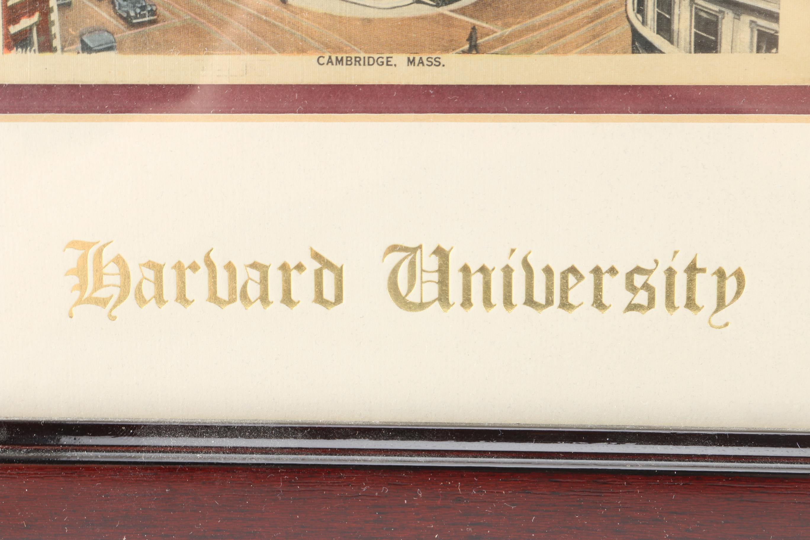 Framed Harvard University Postcards