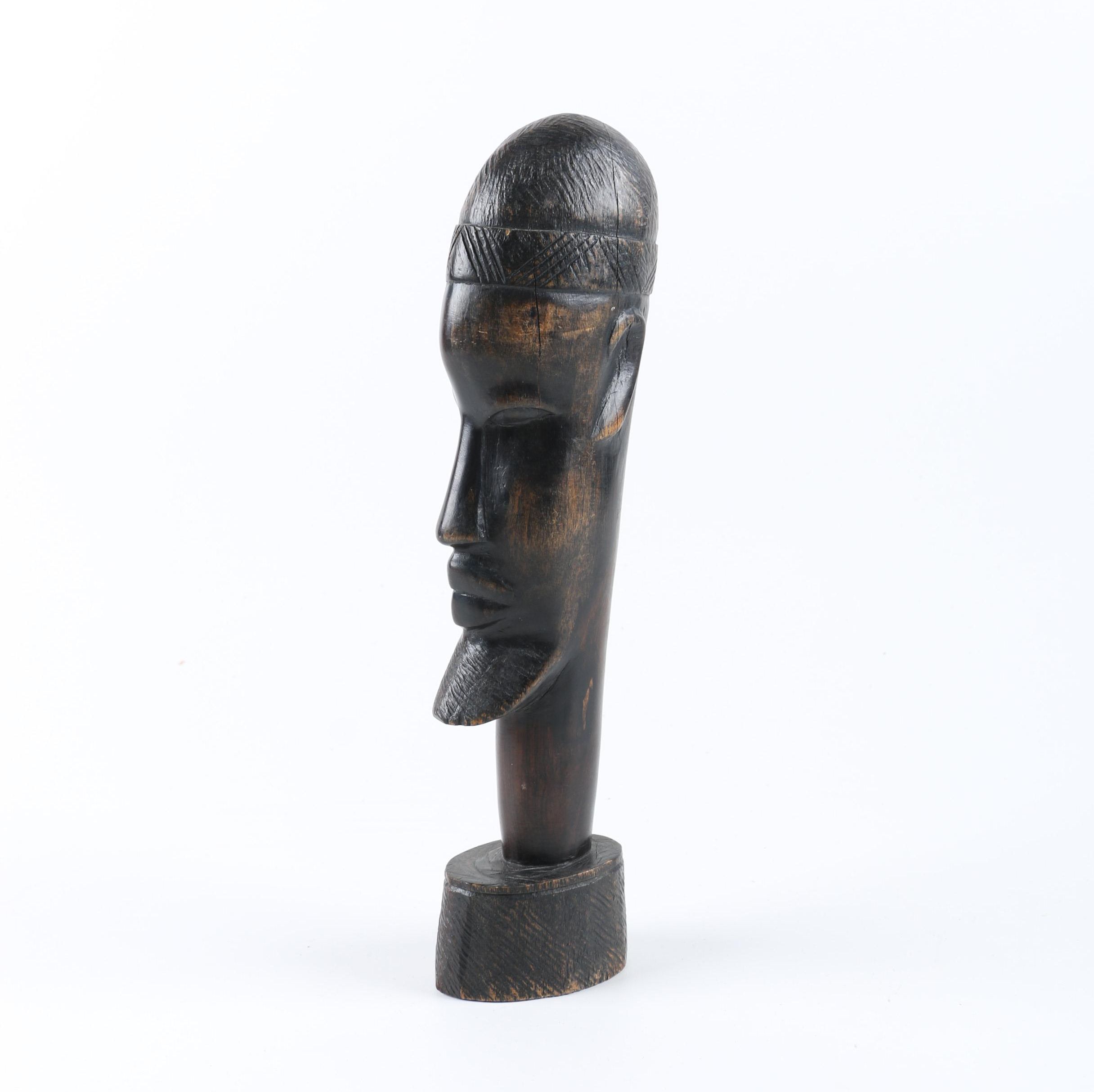 African Carved Head Sculpture